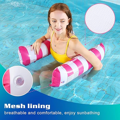 Miniatura 6 de Silla flotante de piscina, paquete de 2 flotadores de piscina para adultos, 4 en 1, flotadores multiusos para piscina, juguetes flotadores de