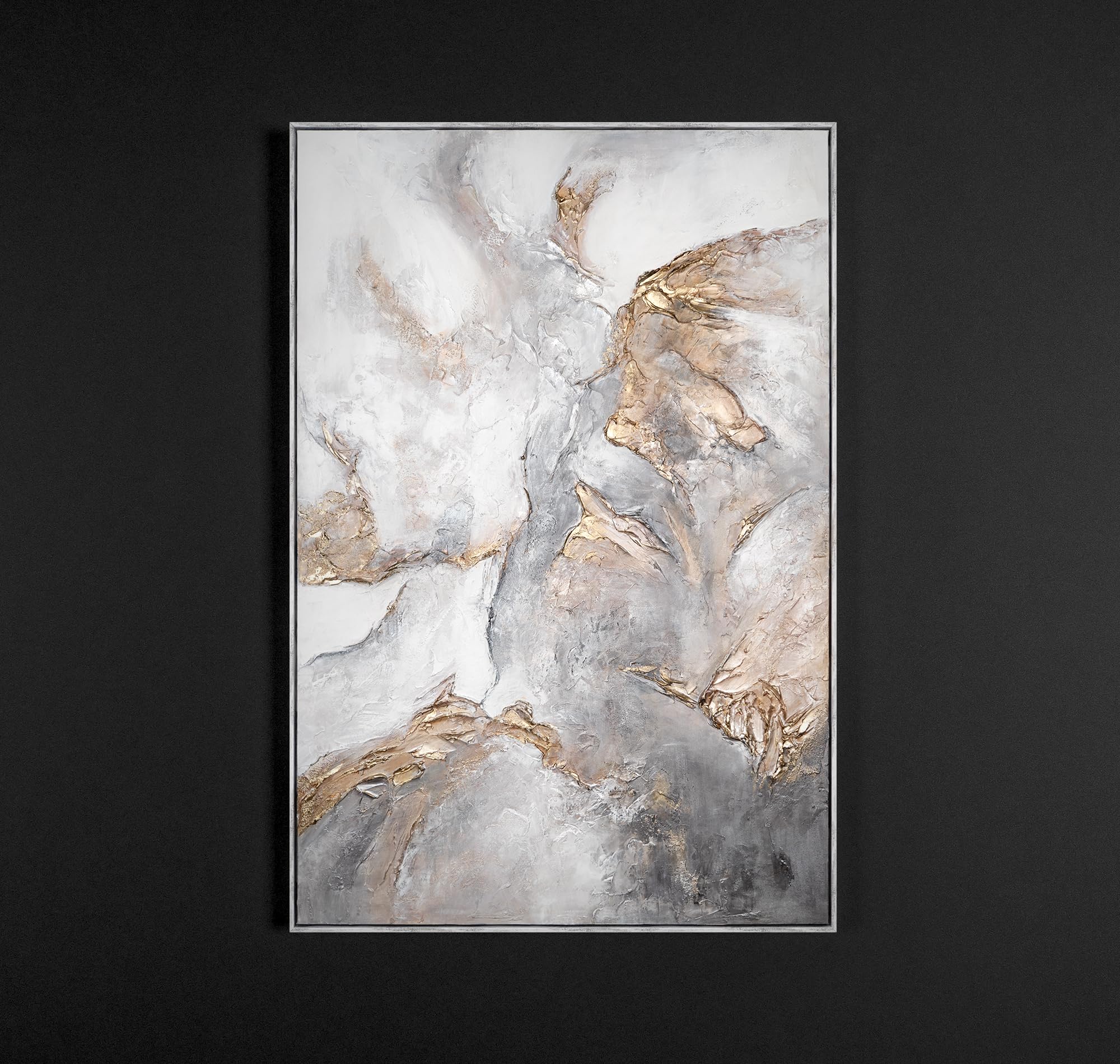 YS - Art Peinture Acrylique Peinte à La Main Avec Cadre « Couleurs De L'amour » | Peinture Abstraite | Décoration D'intérieur | Moderne | Tableau