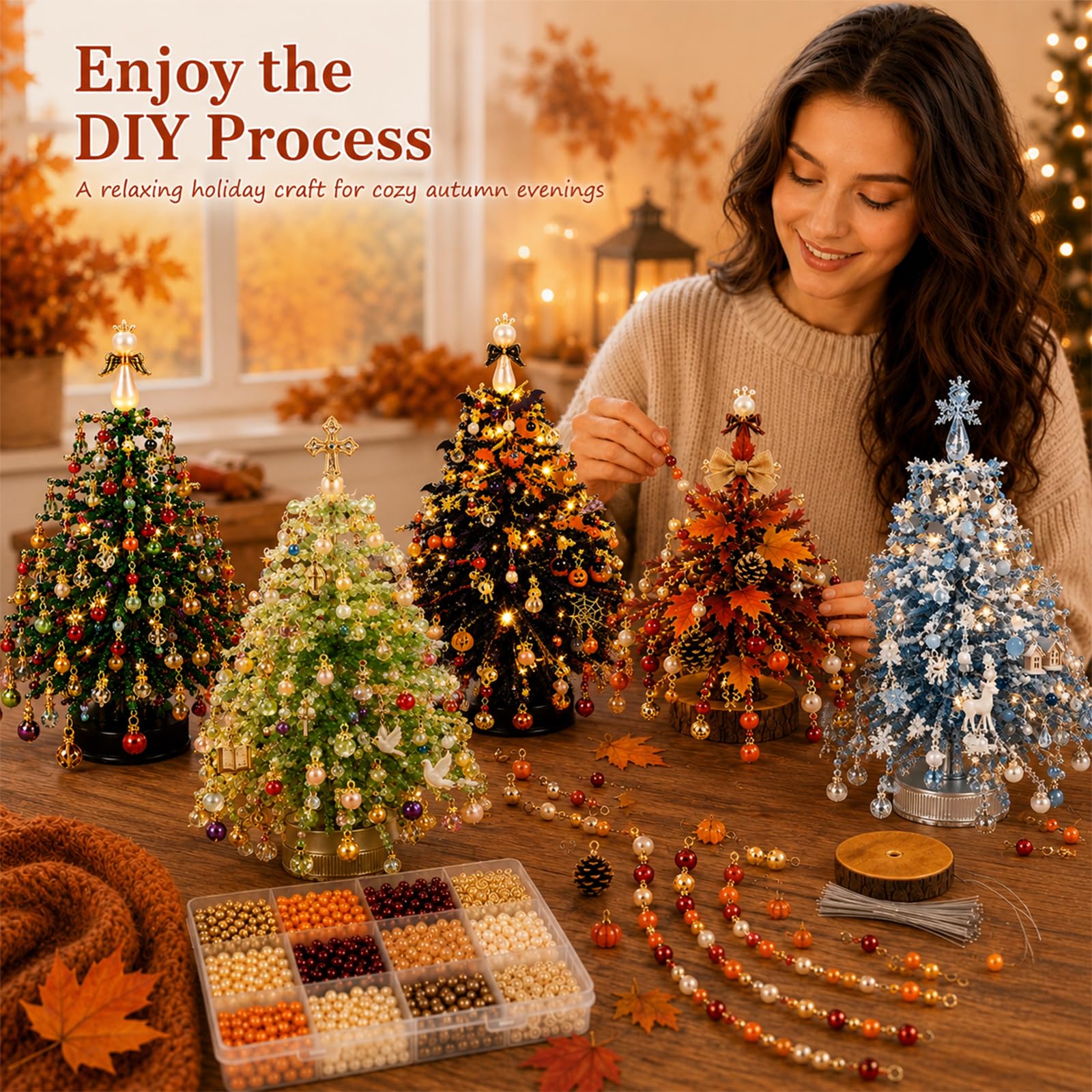 Kit albero di Natale con perline fai-da-te Albero da tavolo