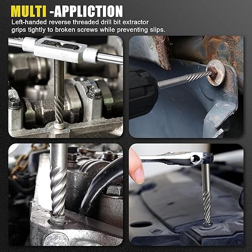 Miniatura 7 de TOPEC Juego de extractor de tornillos y brocas para mano izquierda, kit de 18 piezas para extraer tornillos dañados, pernos rotos, pernos