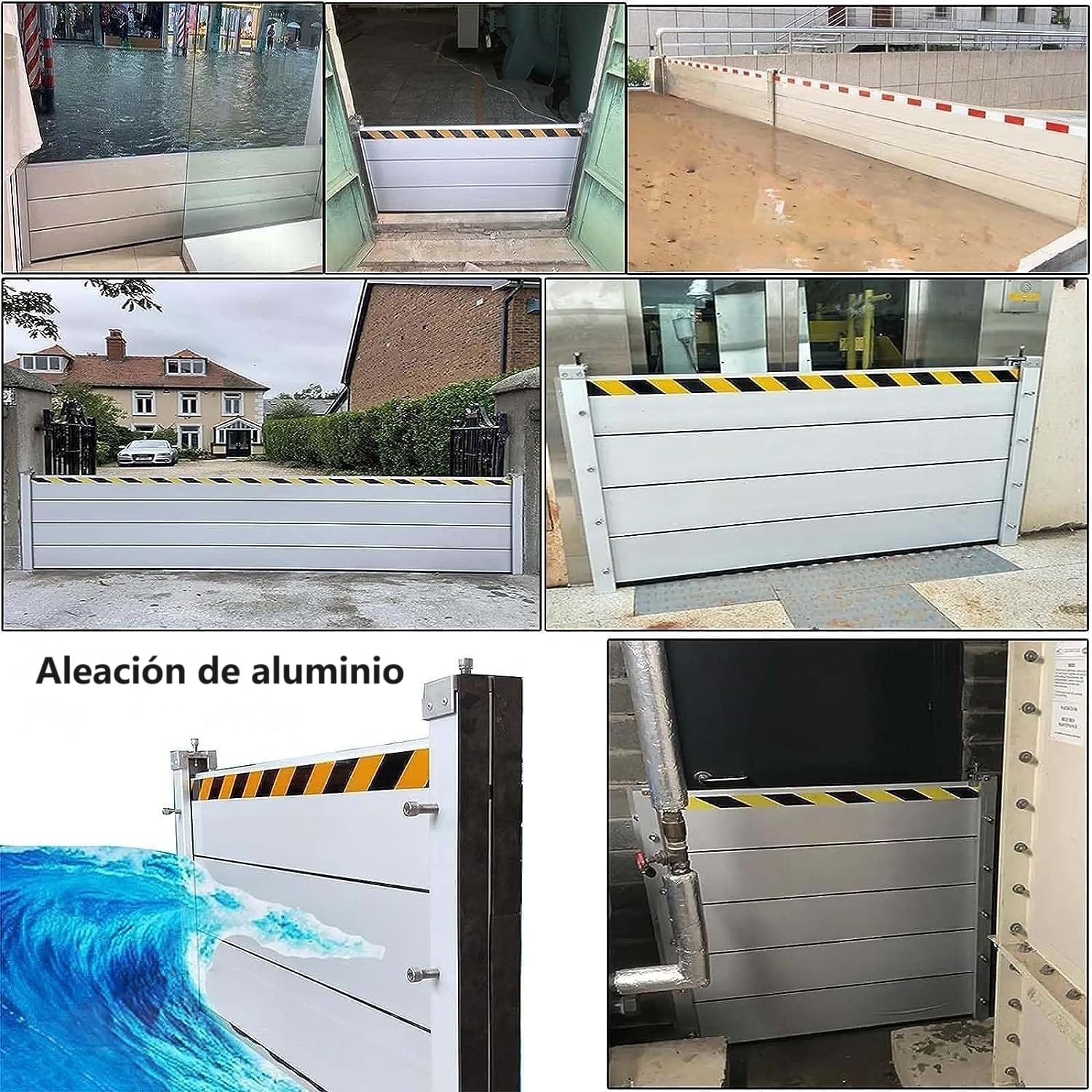 Aluminio Barrera contra inundaciones, Barrera anti inundaciones, Protección contra inundaciones de puertas, Puede utilizarse en garajes, fábricas, metros, entradas y salidas de viviendas (90 * 60cm)