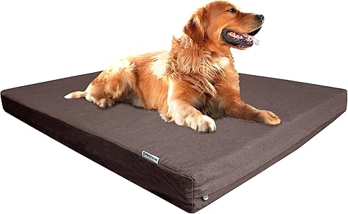 Dogbed4less Cama ortopédica extragrande impermeable y duradera para perros medianos a grandes con almohadilla de espuma viscoelástica fresca,