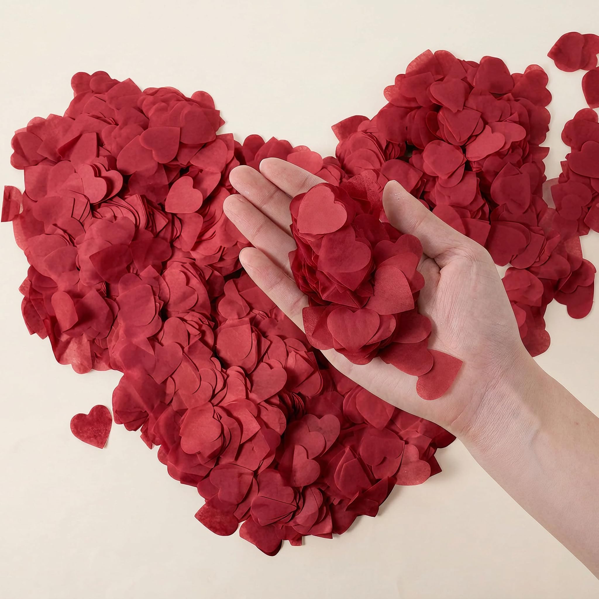 Biodegradable Heart Confetti, 2.5cm 10000Pcs Double Sided Rich Red Paper Confetti, Table Scatter for Wedding, Valentine's Day, Christmas, Anniversary & DIY Crafts(10000, Red, 2.5cm) โ image 1