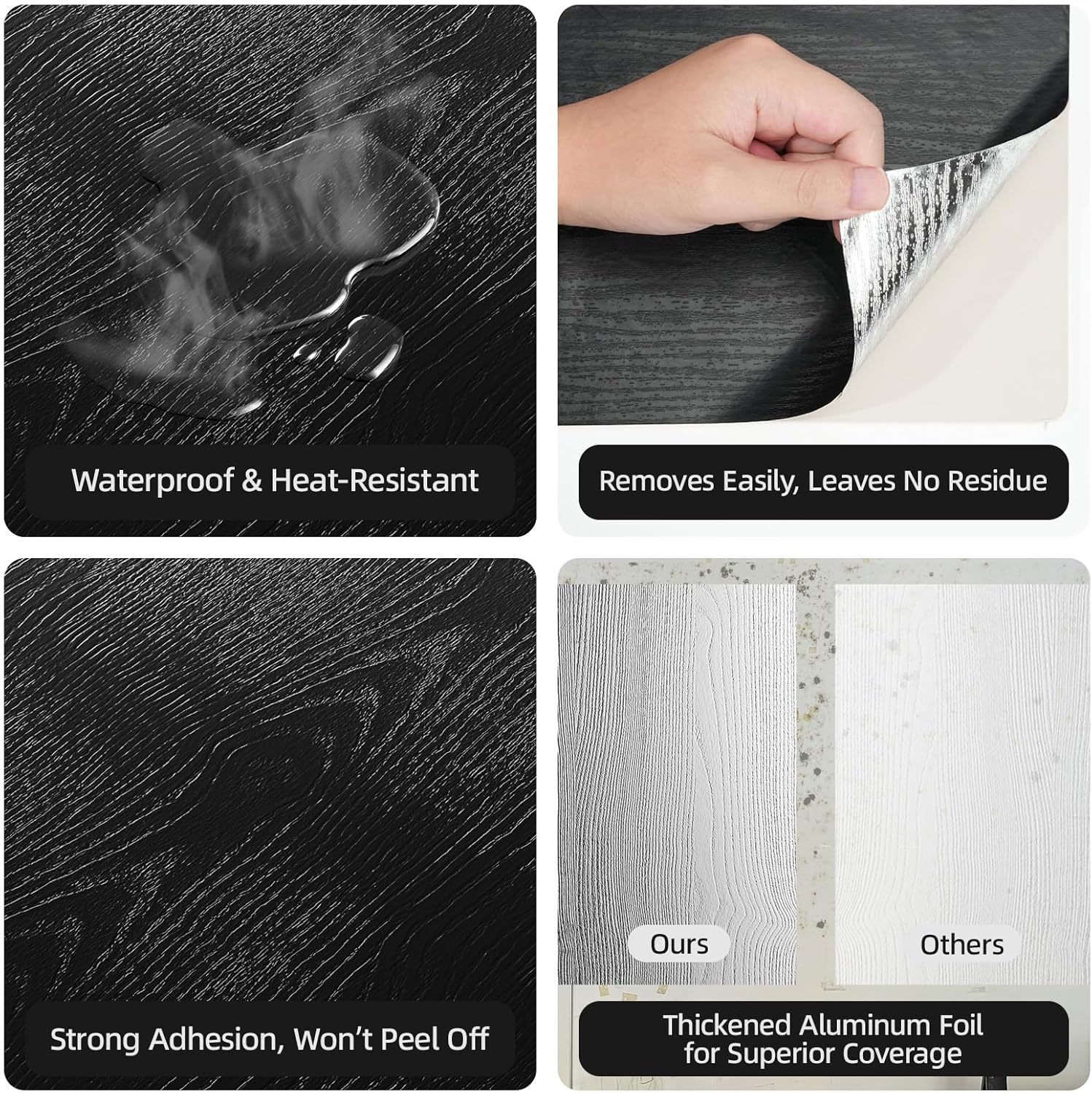 WADILE Peel and Stick Wood Grain Wallpaper 15.7"x393.7" Waterproof Self Adhesive Contact Paper for Kitchen Backsplash Countertops Furniture Cabinets Walls – Removable Vinyl with Free Knife & Squeegee