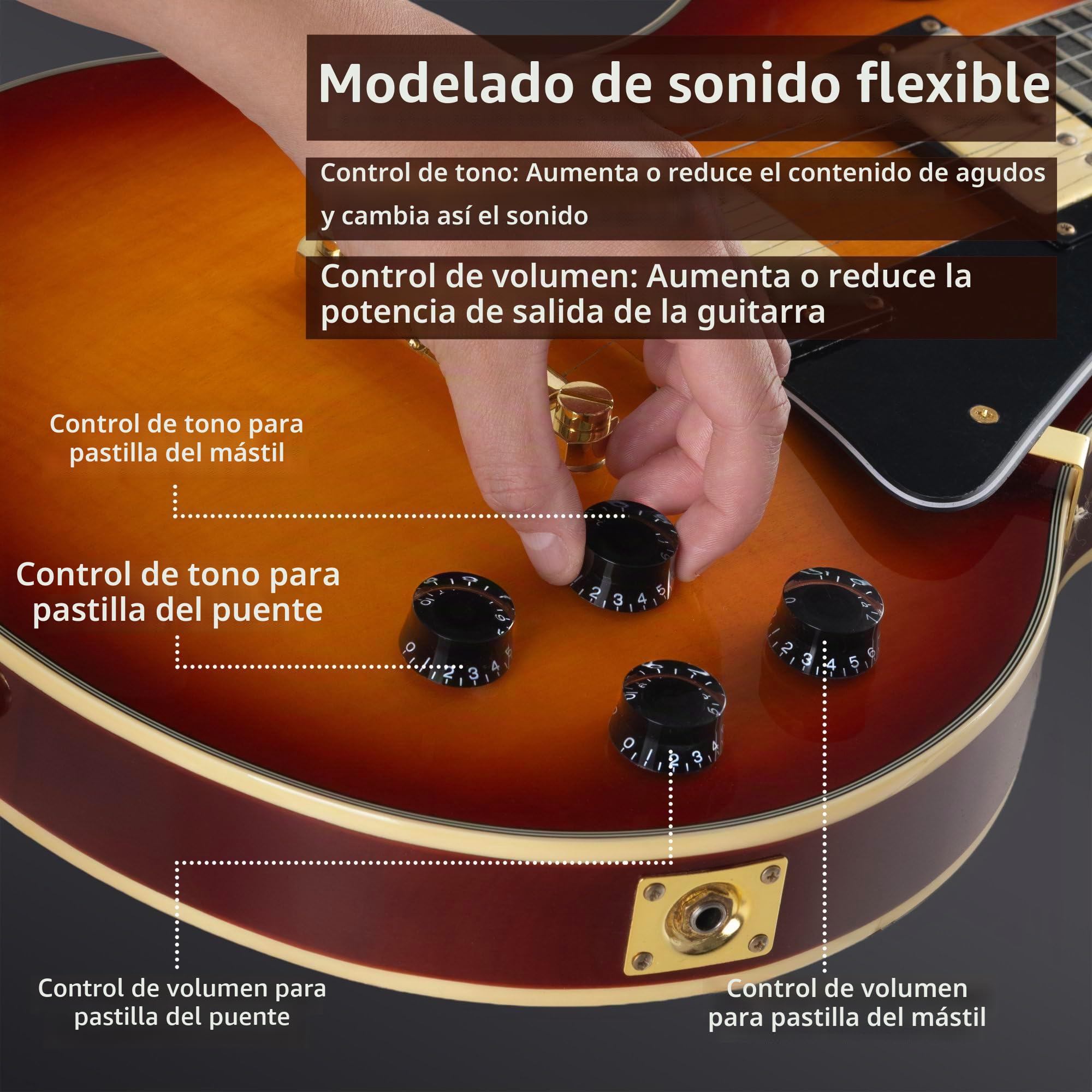 Rocktile Pro L-200OHB Guitarra Eléctrica - Cuerpo: Caoba - 2 Humbucker Pickups - Mástil de arce encolado - Diapasón de palisandro - Puente Tune-O-matic y Stop Bar Tailpiece - Orange Honey Burst