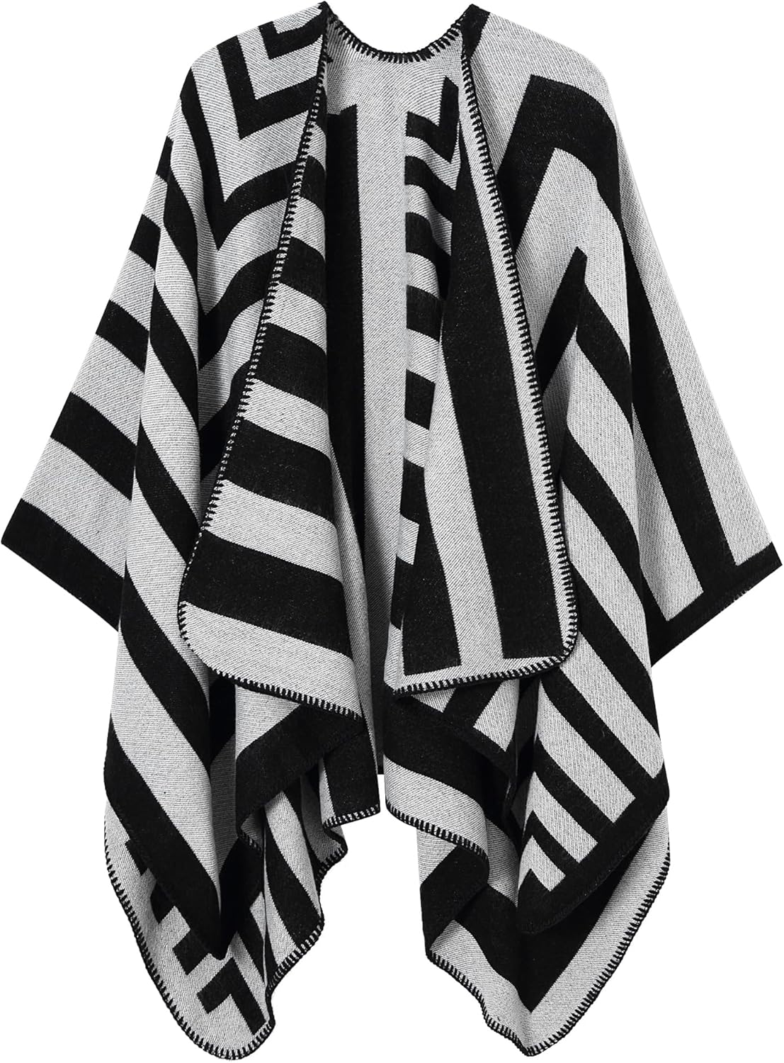 Women Warm Shawl Wrap Casual Ponchos Cape Cardigan Open Front Shawls for Fall Winter