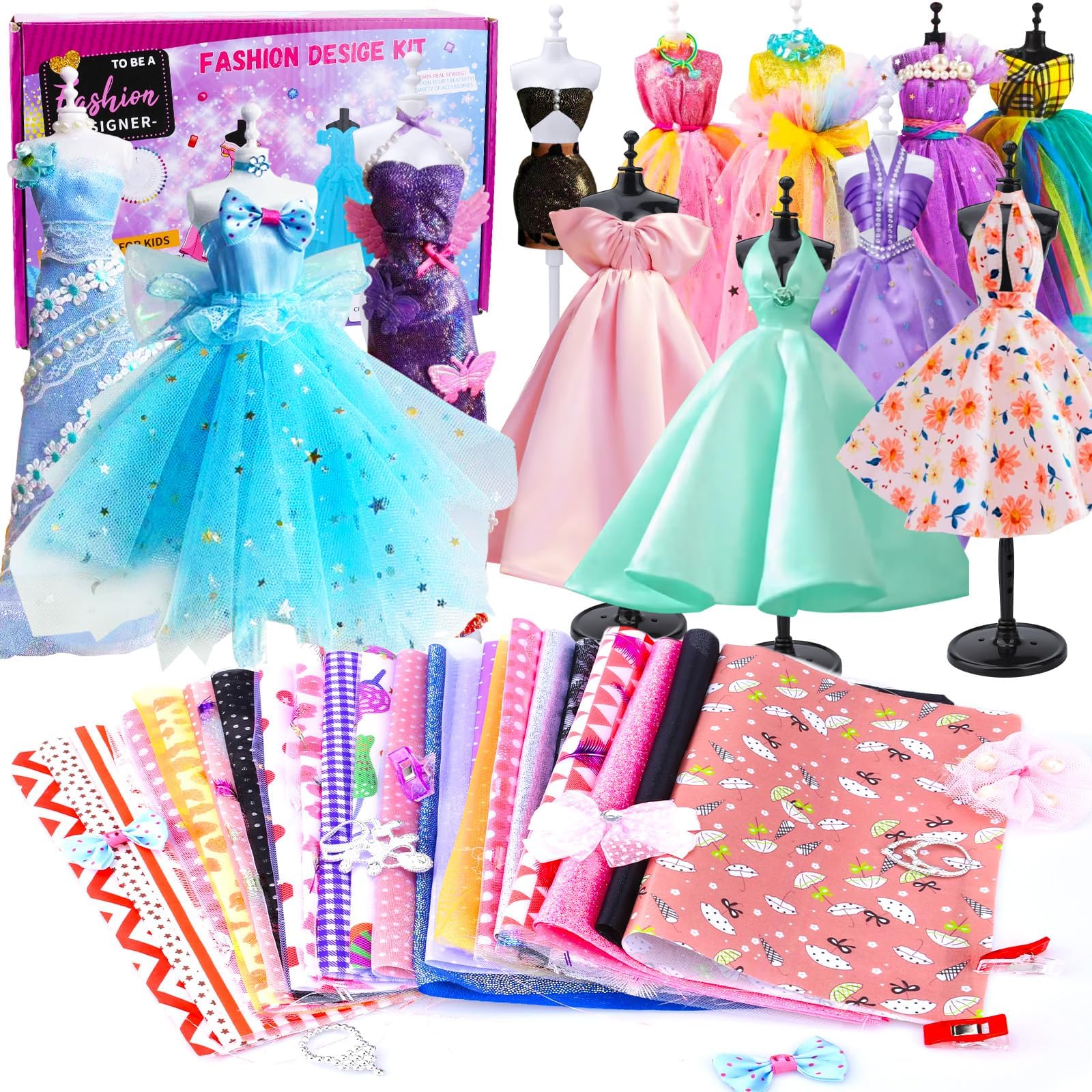 JOTOL Modedesign Mädchen Bastelset,1200+Stücke Bastelset Kinder Kreativität-DIY-Kunst-und Bastelset,Kreativität DIY Kunst Bastelset für Kinder Mädchen Fashion Designer,Geschenke Mädchen 6+Jahre