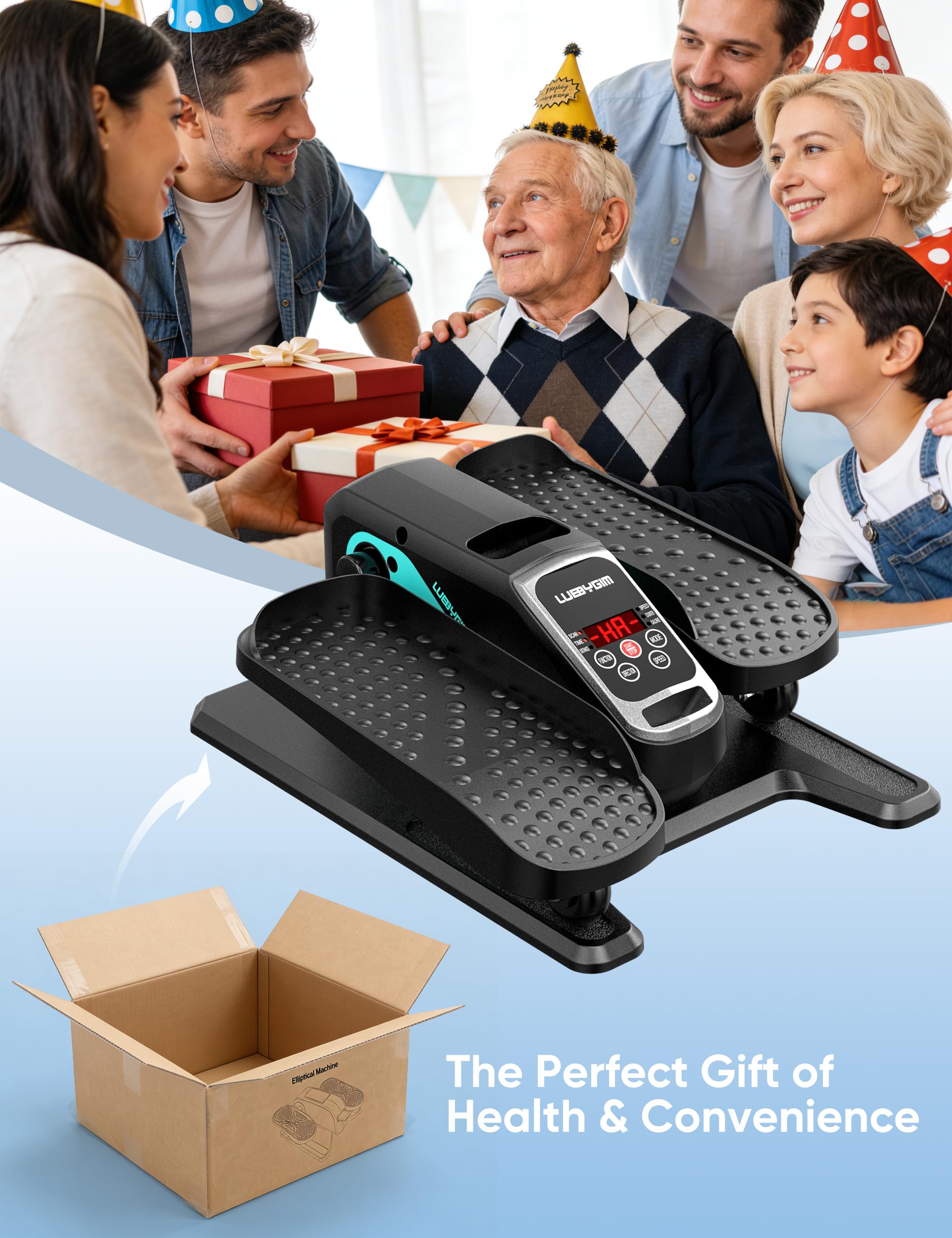 Under Desk Elliptical Machine Quiet Motorized Leg Exerciser with Smart Remote, 12-Speed Manual Programs Auto/3 Auto Programs LCD Display & Bidirectional Motion for Home/Office