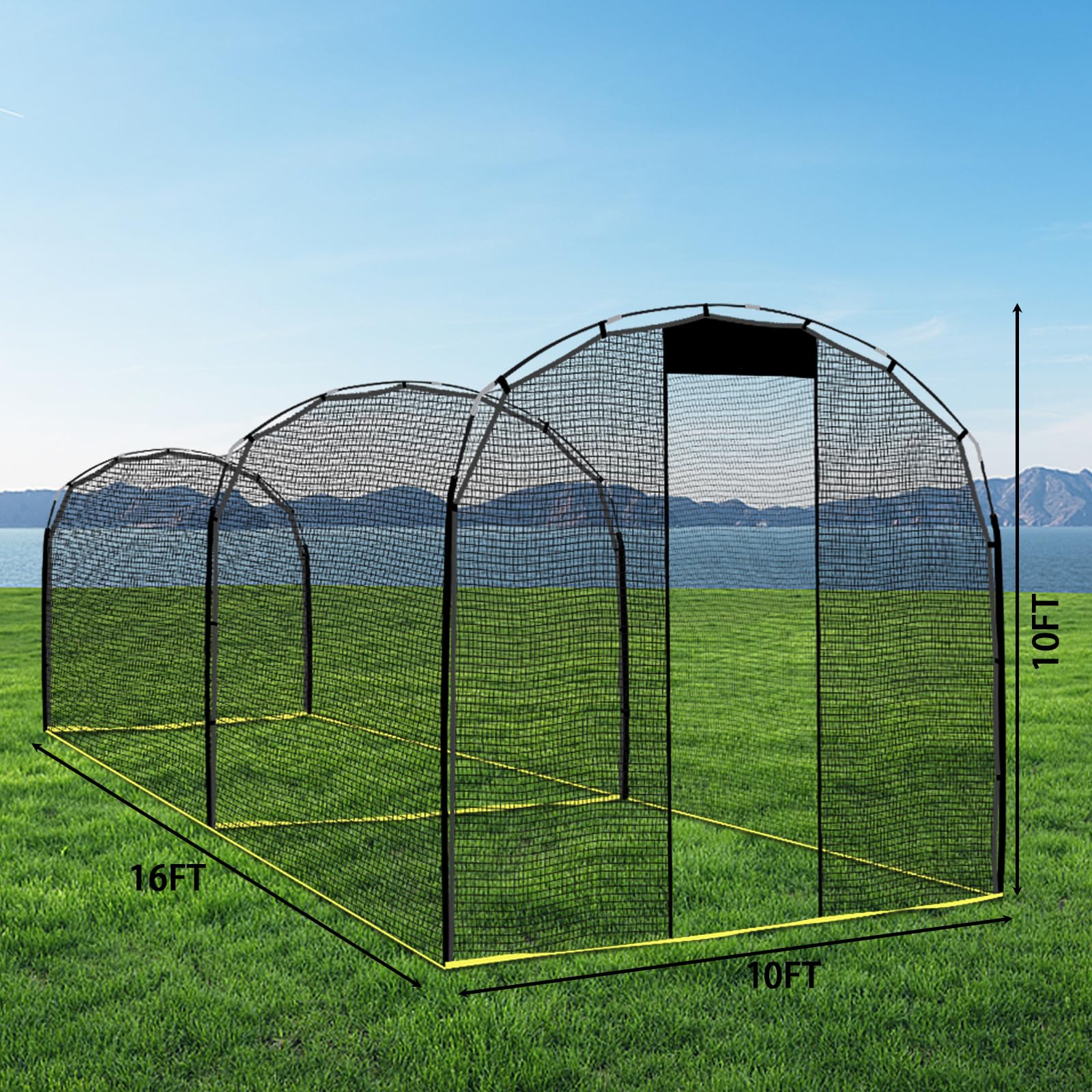 KAIDIDA Baseball Batting Cage 16x10x10 FT Backyard Batting Cage Portable Golf Hitting Cage with Carry Bag for Outdoor Training