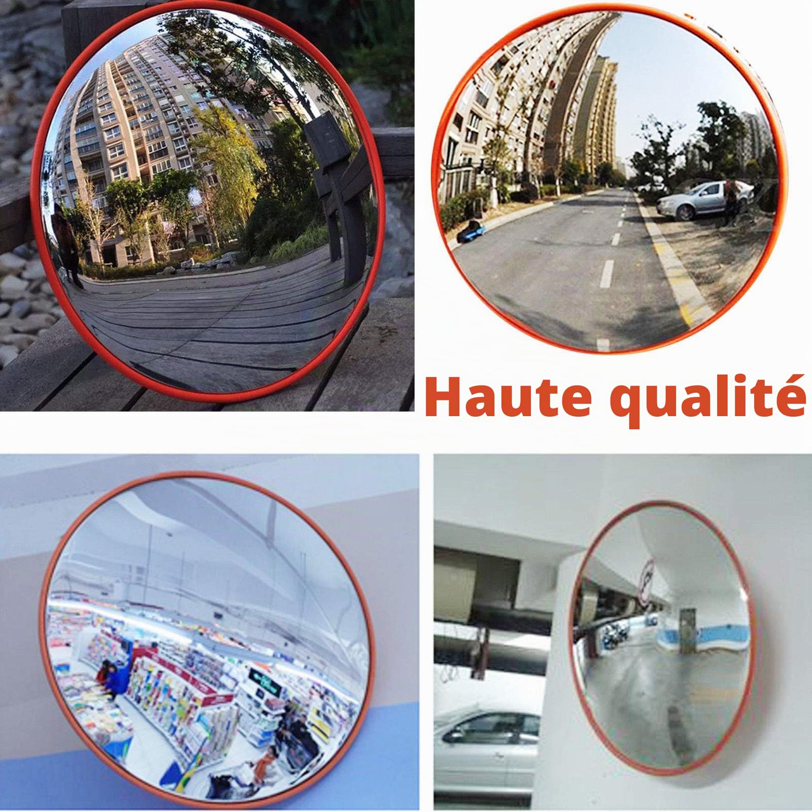 Convexe 60cm - Miroir de Rue Réglable Avec 130° Grand Angle pour Sortie Garage, Allée, Parc - Circulation Intérieur et Extérieur