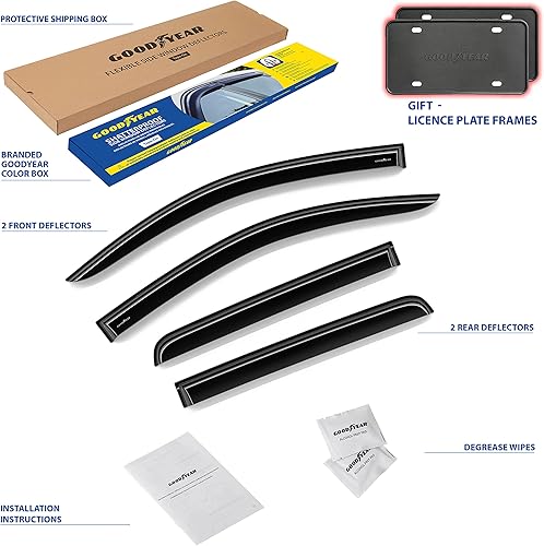Miniatura 6 de Goodyear Deflectores de ventana inastillables para Chevrolet (Chevy) ColoradoGMC Canyon 2015-2022 CrewCab, protectores de lluvia con cinta, viseras