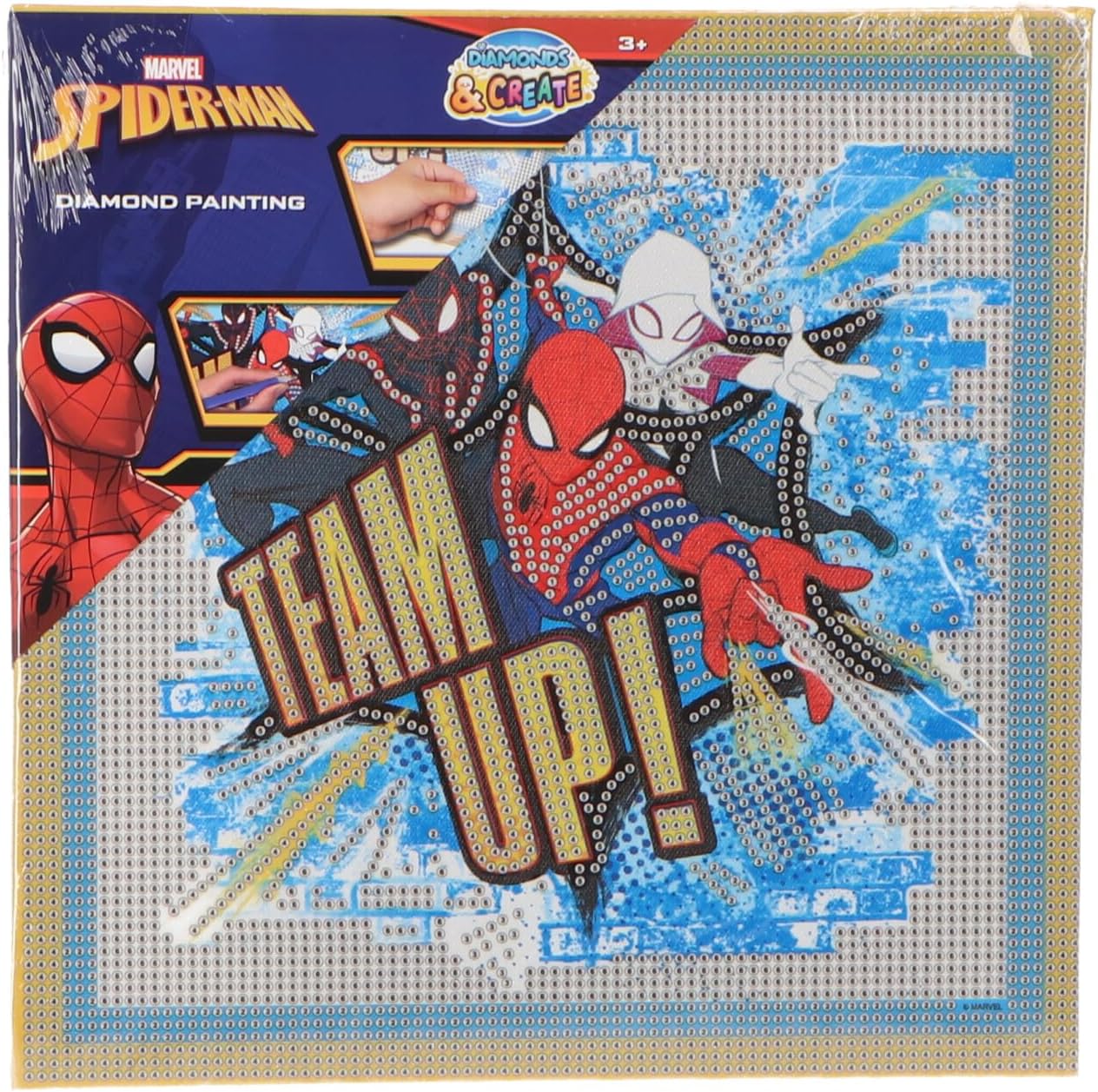 Marvel Spiderman Diamond Painting Set XL with Frame and All Accessories Official Licence Children + 3 Years
