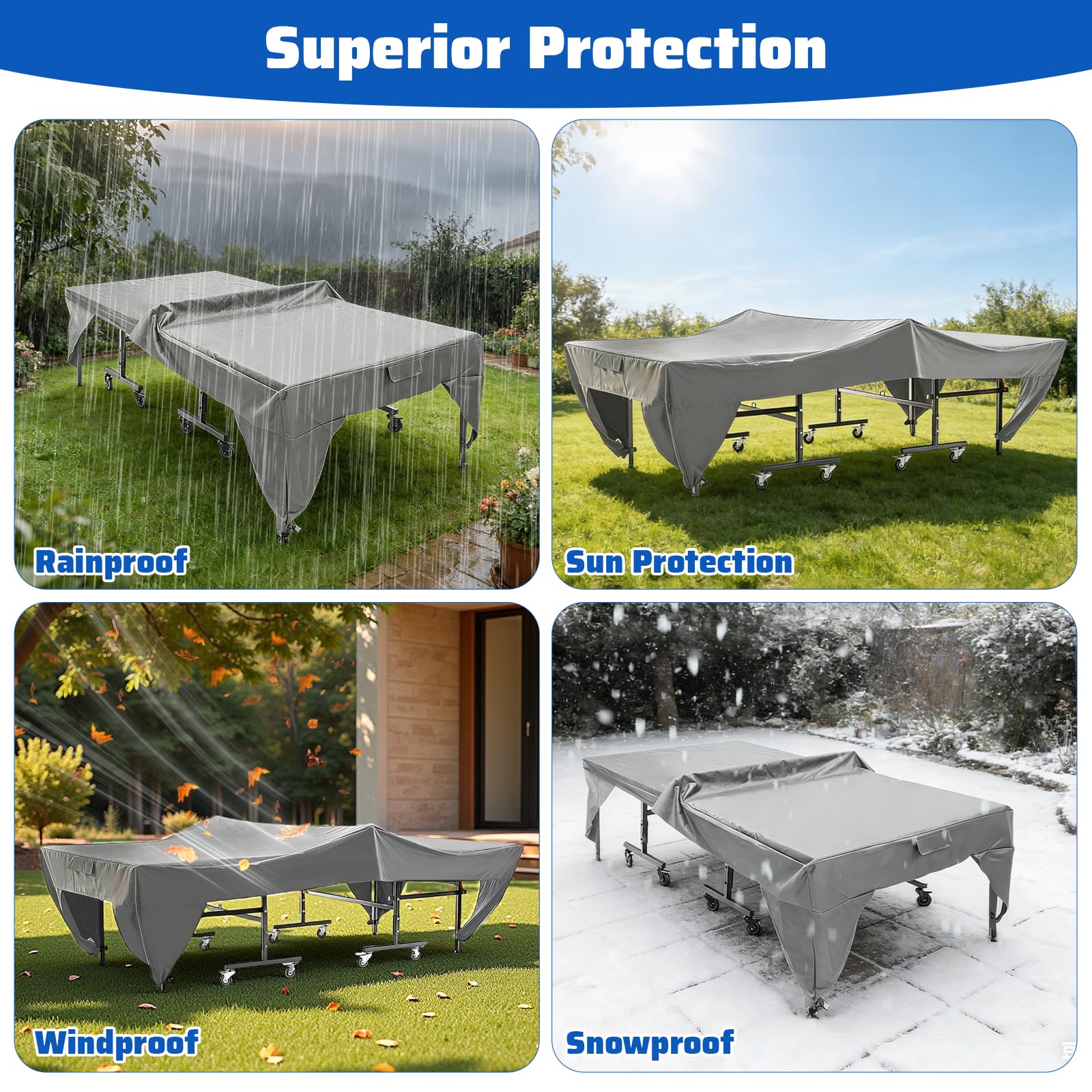 GAESHOW Housse de Table de Ping-Pong Pliable, 280 x 153 x 73cm, Polyester, avec Dispositifs de Verrouillage