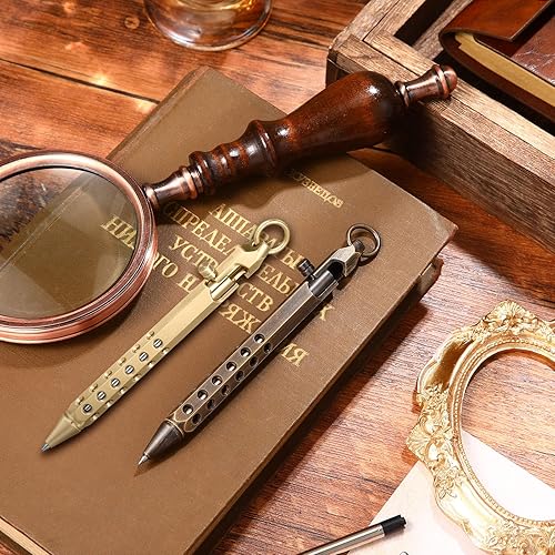 Miniatura 2 de El juego de 4 bolígrafos Bolt Action incluye 2 bolígrafos de latón macizo de seis bordes y 2 recambios de bolígrafos, bolígrafo EDC de tamaño de