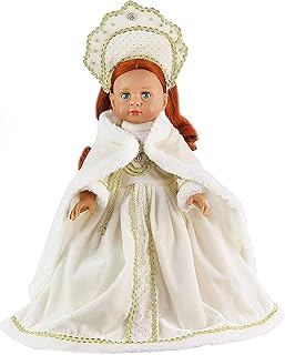 American Fashion World White Traditional Russian Gown for 18-Inch Dolls |Premium Quality & Trendy Design | Dolls Clothes | Outfit Fashions for Dolls for Popular Brands