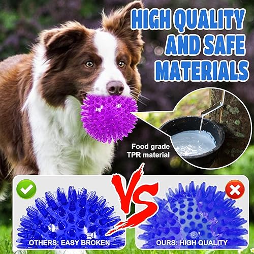 Miniatura 4 de JLVAUVT Pelotas de perro chirriantes iluminadas de 4.5 pulgadas bolas LED para perros masticadores agresivos, juguetes masticables para dentición -