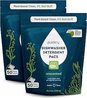 Puracy Dishwasher Pods, Natural Dishwasher Detergent, Free & Clear Dish tabs - Enzyme-Powered, Spot & Residue Free - TikTok Trend Items, Must Haves from TikTok Made Me Buy It (Free & Clear, 100 Count)