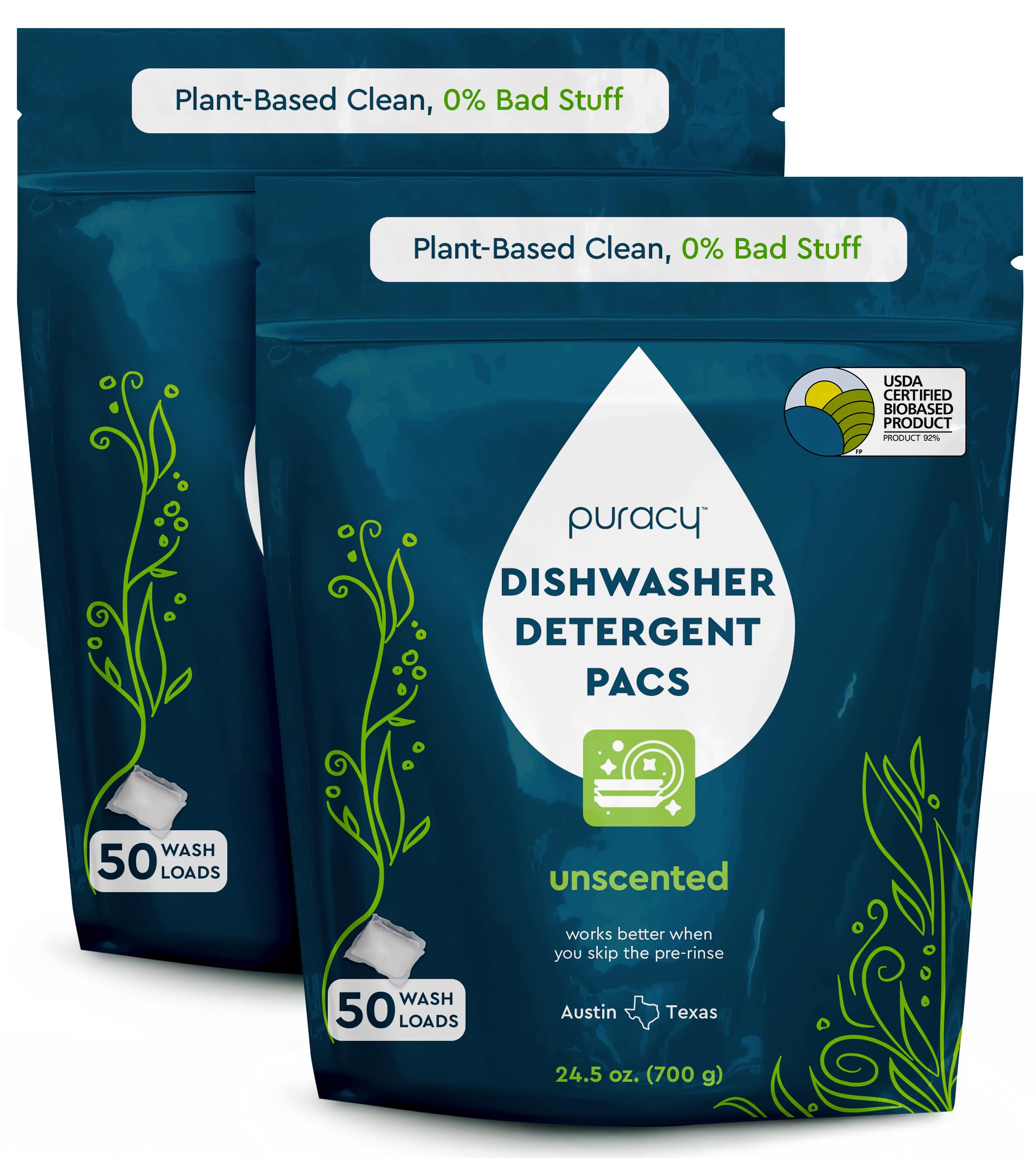 Puracy Dishwasher Pods, Natural Dishwasher Detergent, Free & Clear Dish tabs - Enzyme-Powered, Spot & Residue Free - TikTok Trend Items, Must Haves from TikTok Made Me Buy It (Free & Clear, 100 Count)