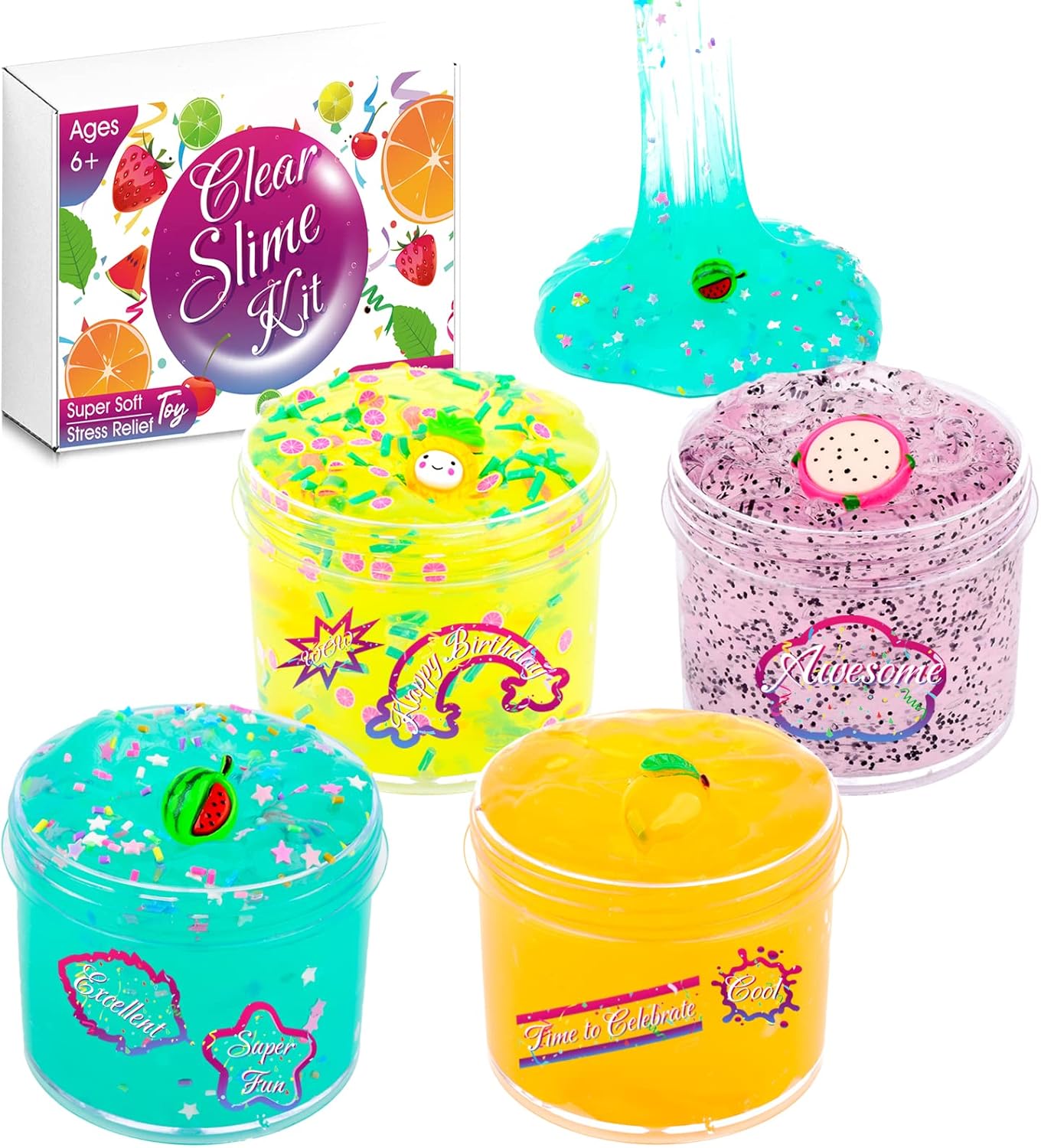4 Pack Clear Slime Kit Jelly Mud Premade Crystal Slime Soft