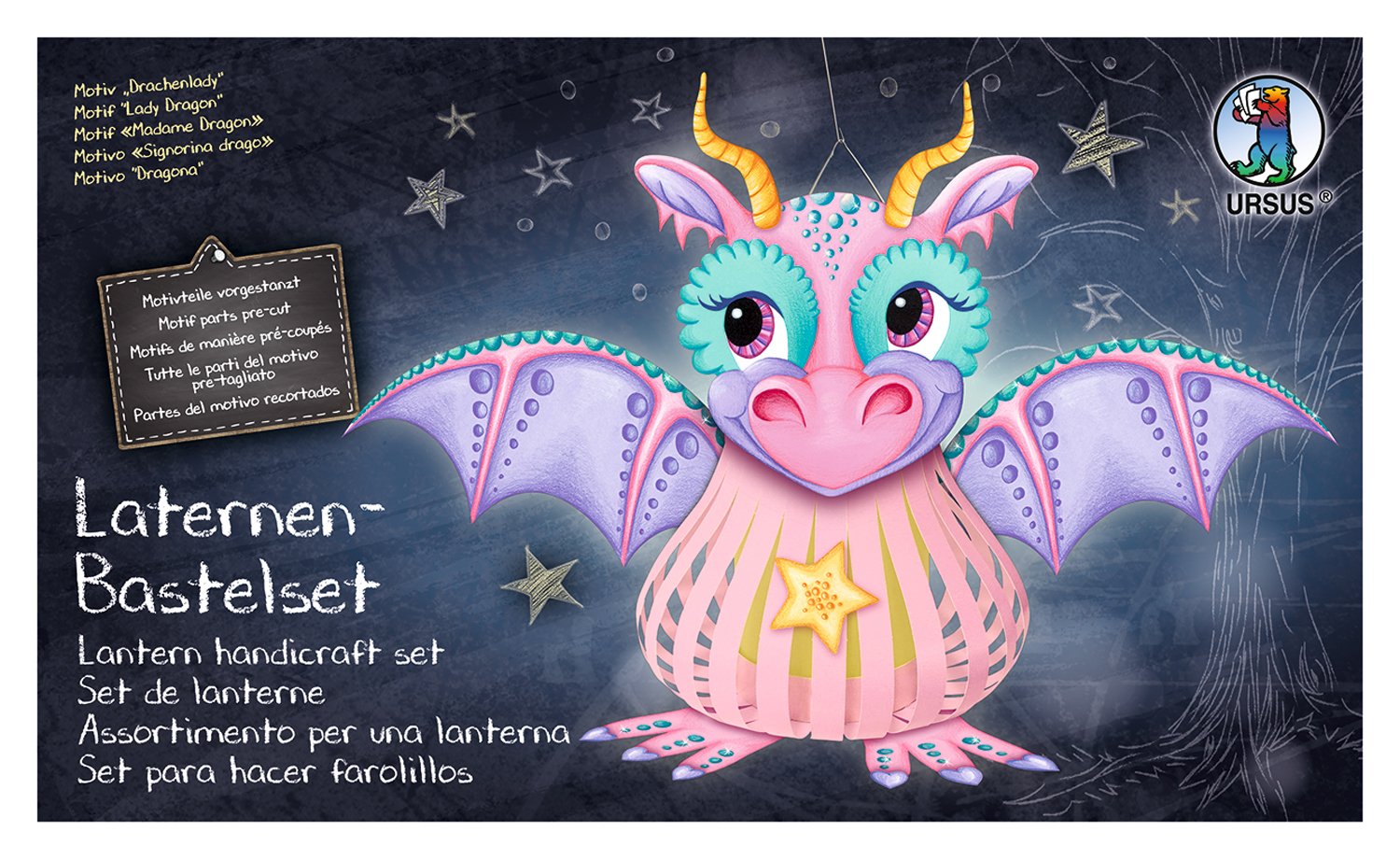 Ursus 18720012F - Lantern Craft Set Dragon Lady, Set for Making a Lantern, for Children, Includes Craft Instructions (English language not guaranteed), Ideal for the Next Lantern Run, Medium