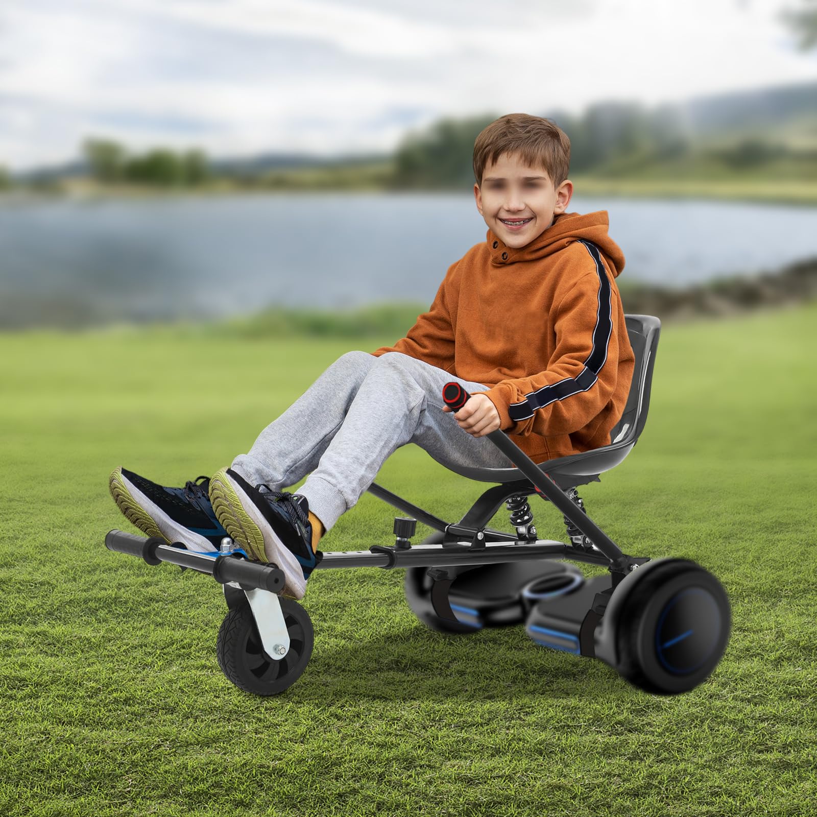 Hoverboard Sitz Verstellbarer, Balancing Scooter Sitzbefestigung 100 kg Tragkraft, Sitzscooter Selbstausgleichender für 6,5-10 Zoll, Schwarz