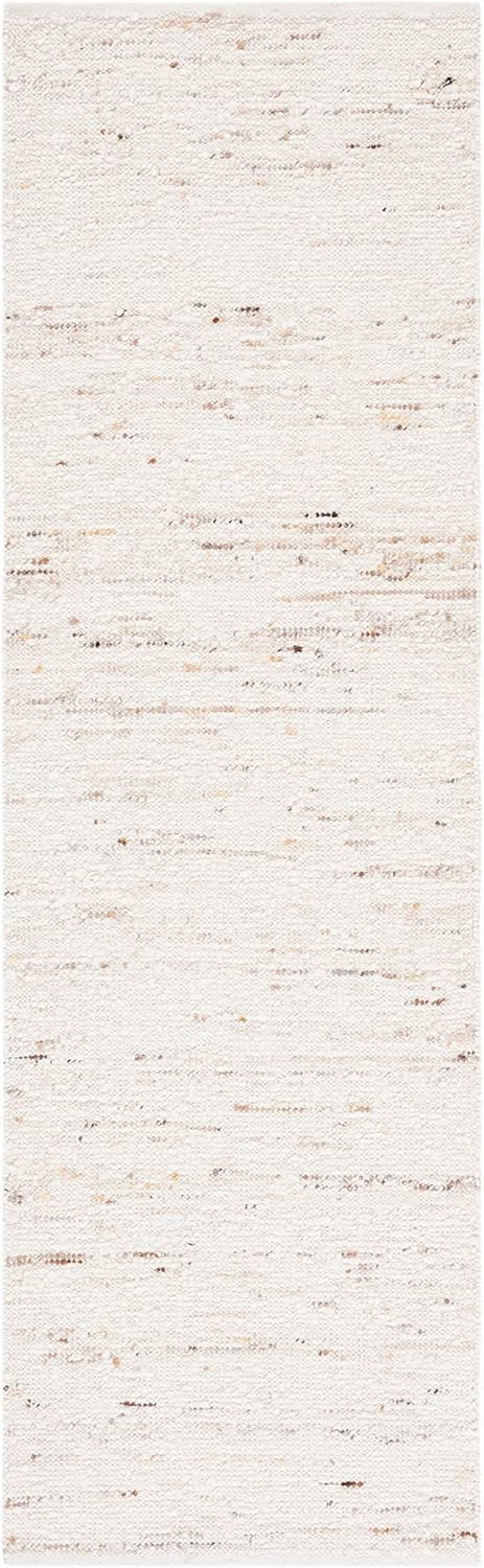 Ivory and Light Grey Hand-Tufted Wool and Cotton Runner Rug