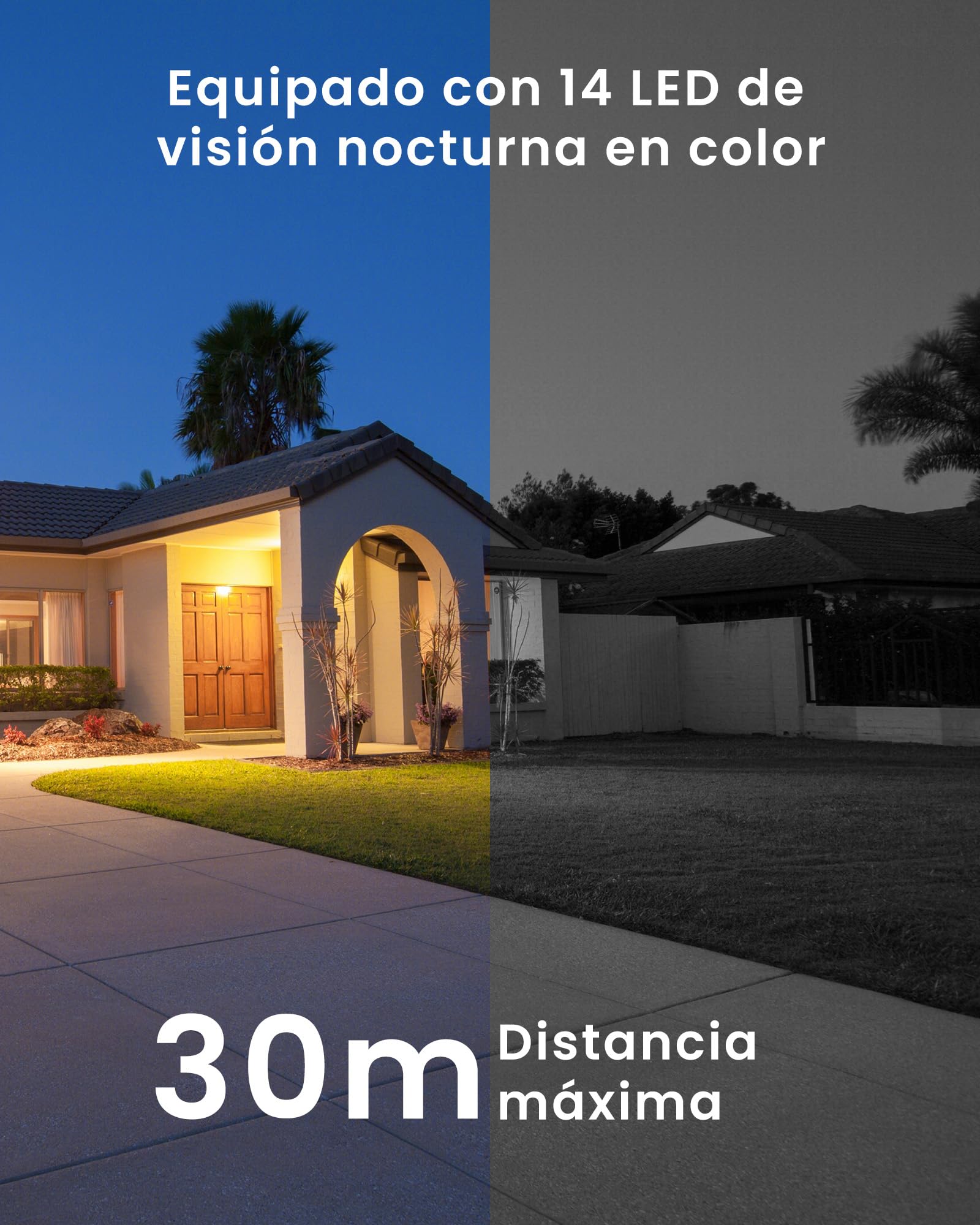 ANBIUX Camara Vigilancia WiFi Exterior, con 2K Doble Lente, 2.4/5Ghz Camara Vigilancia,360°PTZ,Ethernet,Visión Nocturna Color,Two-Way Audio,Detección Humana,2m Cable