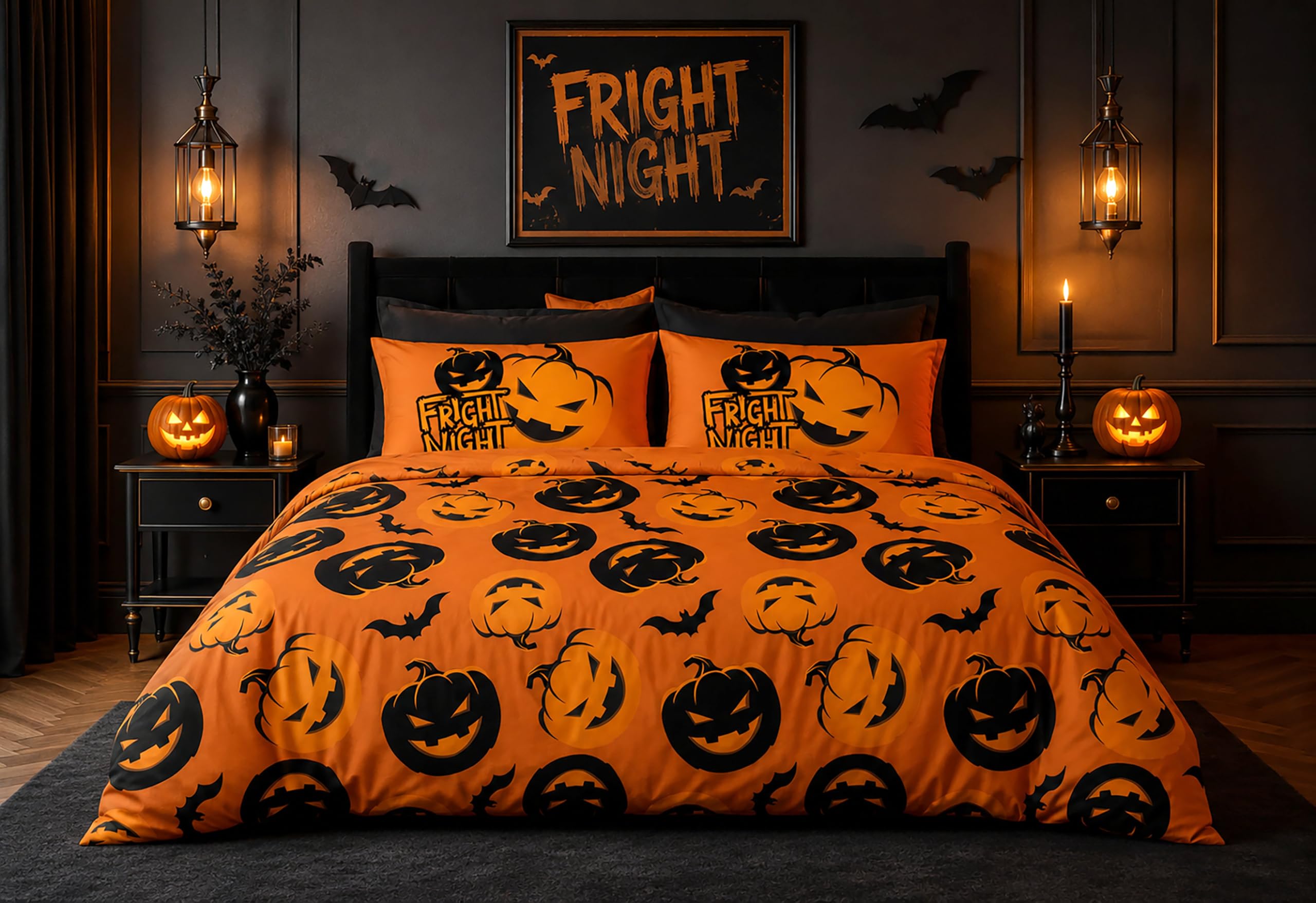 GC GAVENO CAVAILIA Halloween Double Duvet Cover Set With Pillow Cover,Multi