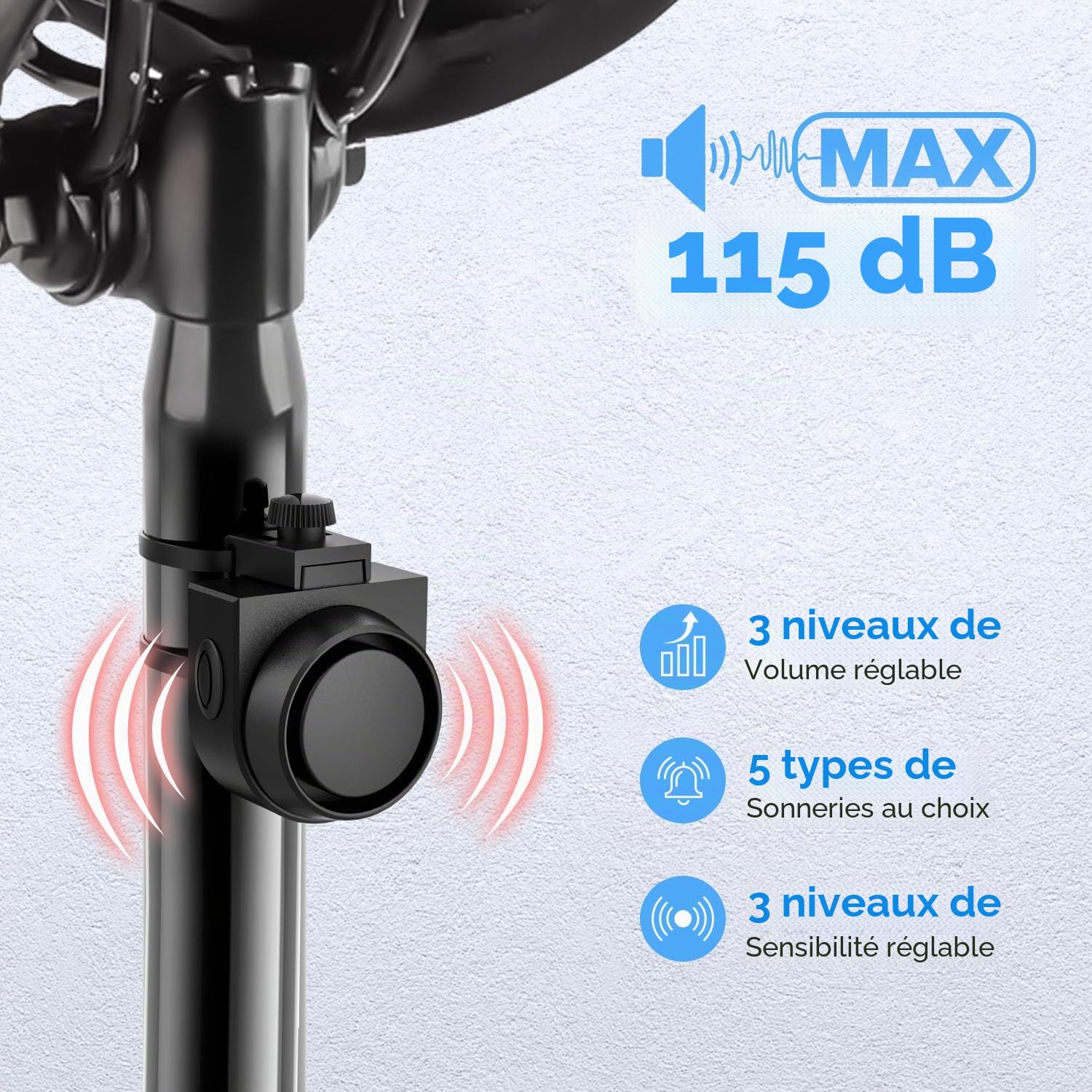 Alarme Antivol, Alarme Intelligente à Télécommande sans Fil, Alarme de Capteur Intelligent de Vibration étanche, pour Vélo/Moto/Véhicule électrique/Scooter