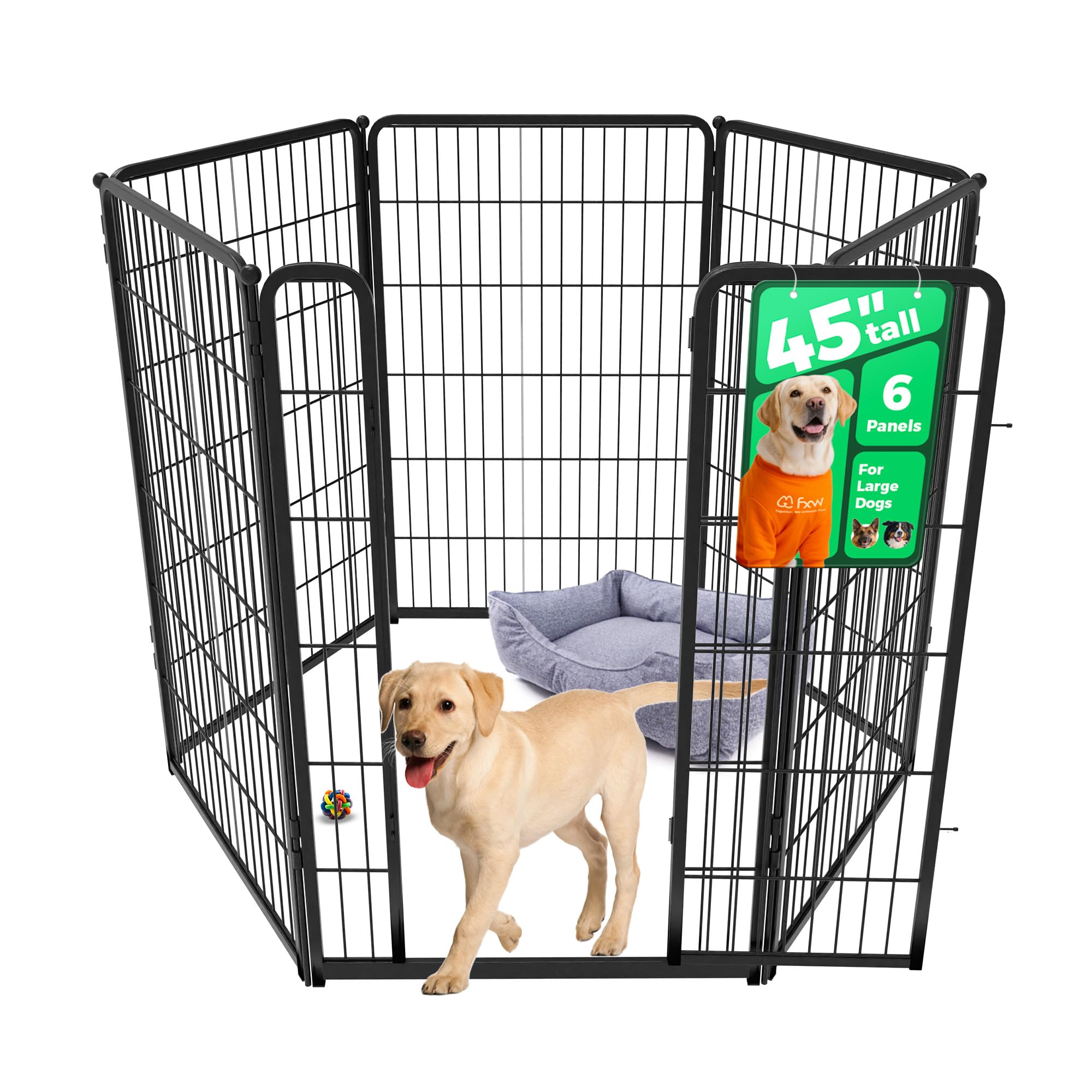 FXW Homeplus Indoor Dog Playpen, 45" H, 6 Panels, for Large Dogs
