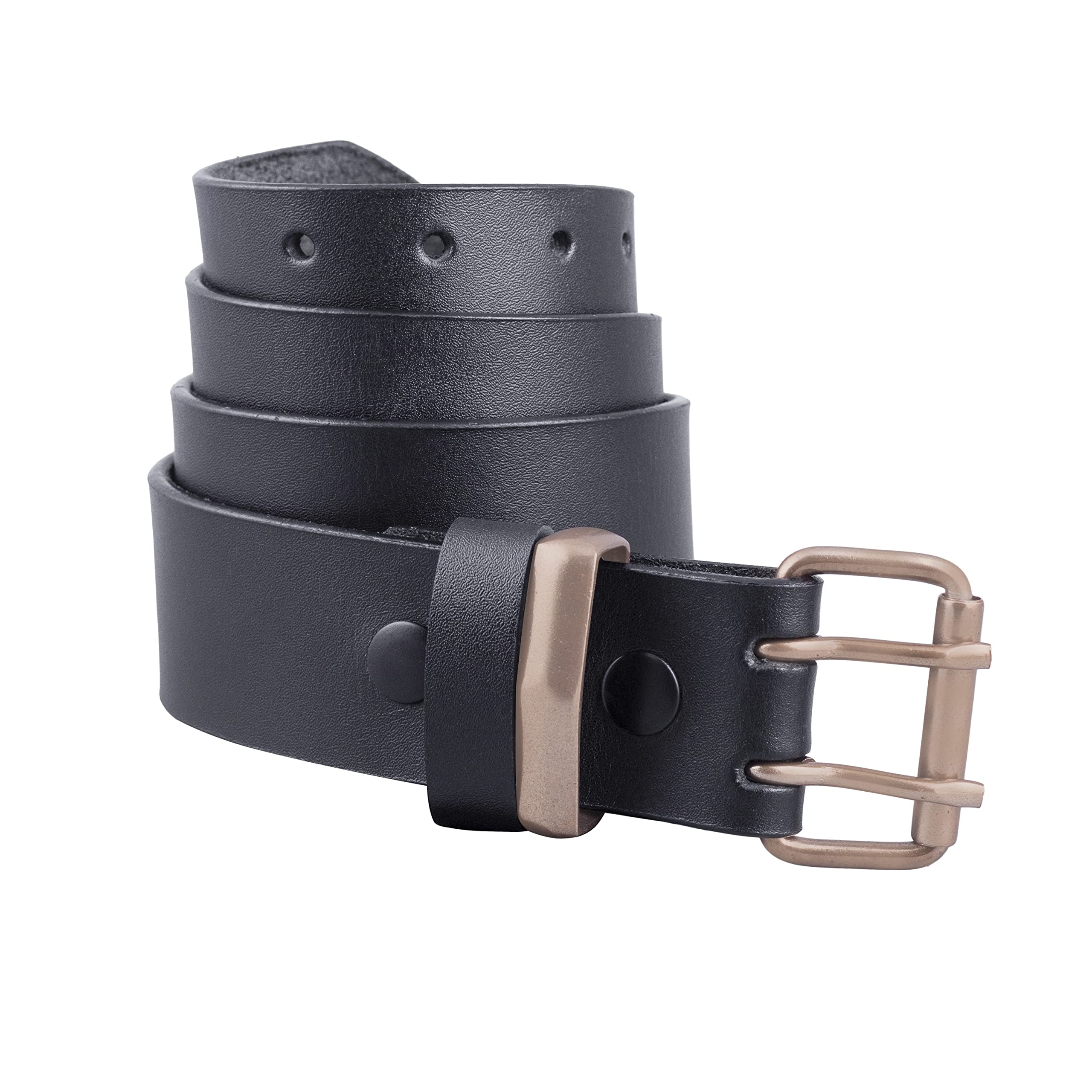 Daskz Leathers Leather Belts For Men Double Hole Prong Belt (100% GENUINE) Black/Brown waist belt Sizes 30'' to 72'' with Brown Metal Buckle perfect for Dress pants, Jeans DHB