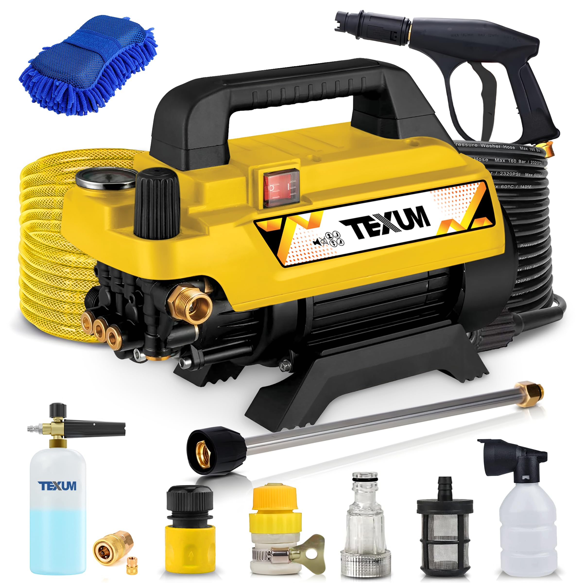 TEXUM TX-I100D Portable high Pressure Car Washer Machine for Washing car, Bike, Vehicles, 280 Bar Max Pressure and 2.8 KW Motor Power. (Updated Model)-image-30