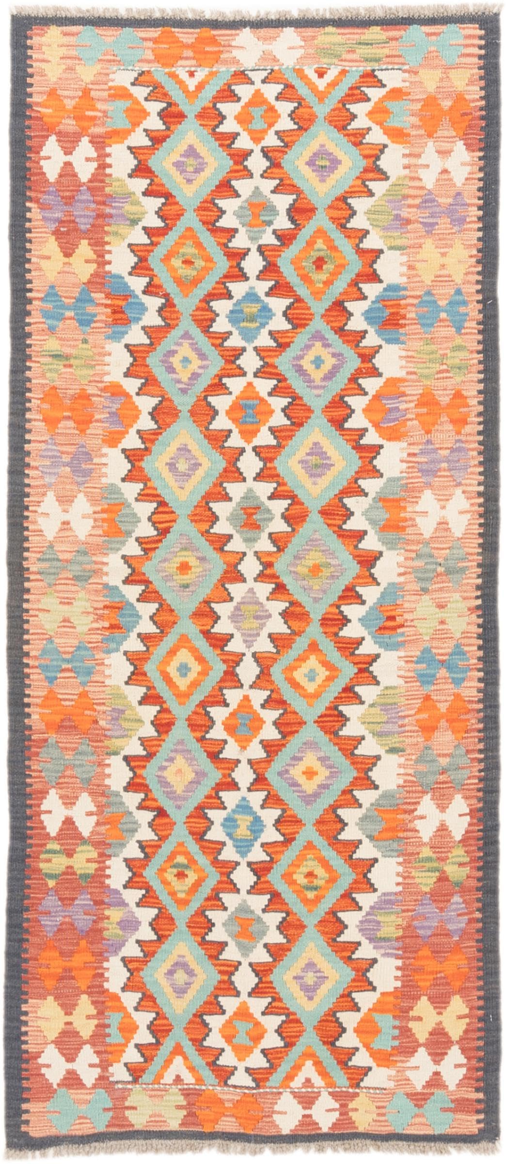 Tapis Kilim Afghan 87x196 en laine véritable, tapis d'Orient de passage fait main