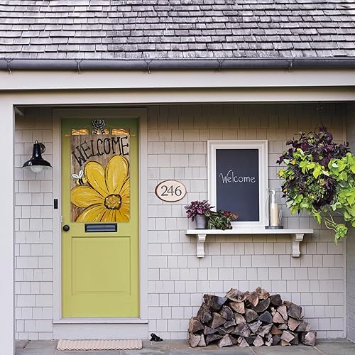 Miniatura 3 de AVOIN colorlife Bandera para casa de primavera y verano de 28 x 40 pulgadas, doble cara exterior, bandera de grano de madera de bienvenida para