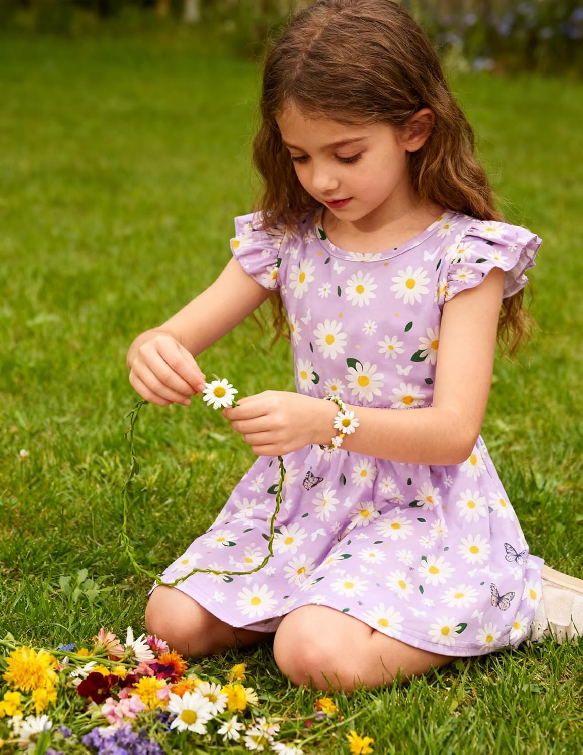 RAISEVERN Toddler Girls Dress Summer Ruffle Flutter Sleeve Dresses for Kids 2-7T - Image 6