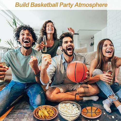 Miniatura 7 de durony 60 platos de papel de baloncesto desechables para fiestas de 7 pulgadas y 9 pulgadas, platos de postre para decoración de fiestas de