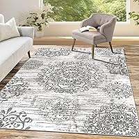 Vista 103 de HEBE - Alfombra de pasillo de 2 x 8 pies, lavable, vintage, envejecida, antideslizante, alfombra de lavandería, alfombra bohemia para pasillos