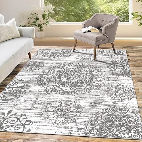 Miniatura 103 de HEBE - Alfombra de pasillo de 2 x 8 pies, lavable, vintage, envejecida, antideslizante, alfombra de lavandería, alfombra bohemia para pasillos