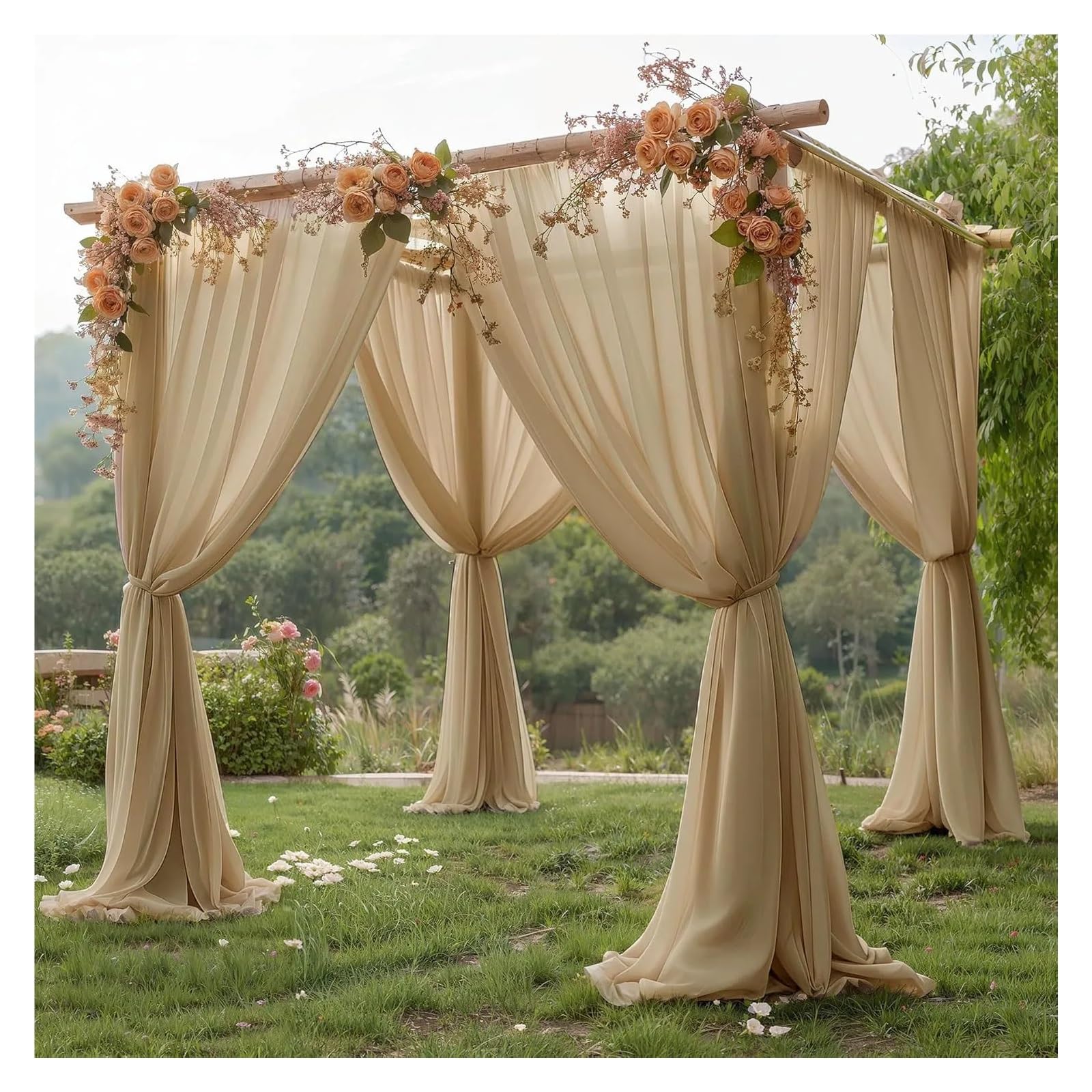 Hochzeitsbogen Gardinen Chiffon Hintergrund Vorhang Hochzeit Foto Hintergrund Vorhänge for Party Zeremonie Bogen Bühne Fotografie Dekor | Terracotta,145x215cm