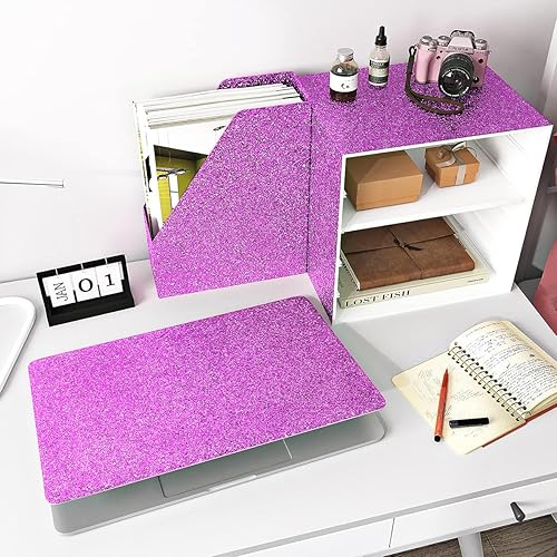 Miniatura 4 de Papel tapiz con purpurina morada, papel tapiz autoadhesivo para gabinete, envoltura de regalos, decorativo, extraíble, de 17.7 x 196.8 pulgadas,