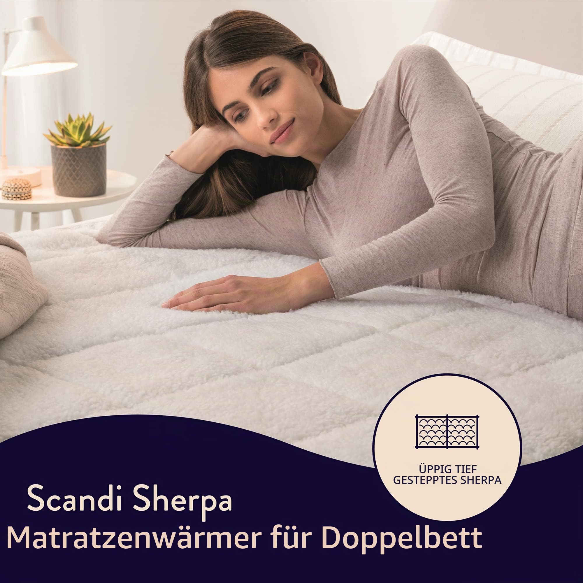 Dreamland Hunker Down Scandi Sherpa elektrische Unterdecke für Doppelbetten (Intelliheat Plus Fast Heat, maschinenwaschbar, 190 x 137 cm, 1 abnehmbare Steuerung, 6 Temperaturen und automatischer