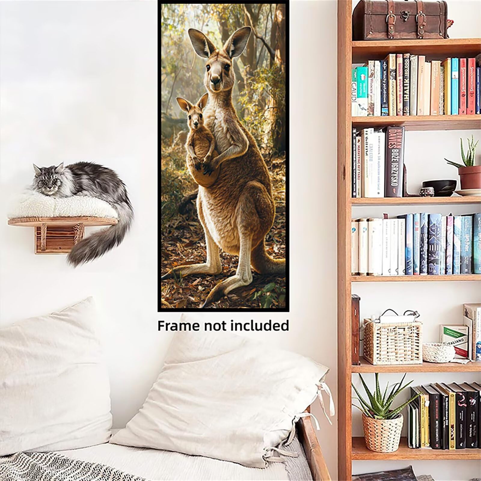 Malen Nach Zahlen 50x150cm Leinwand Tier Malen Nach Zahlen Erwachsene mit Ohne Rahmen, DIY Kreativ Set für Erwachsene mit Pinseln und Acrylfarbe, Zimmer Deko Känguru 1 Landschaft Geschenk, P0M-1013