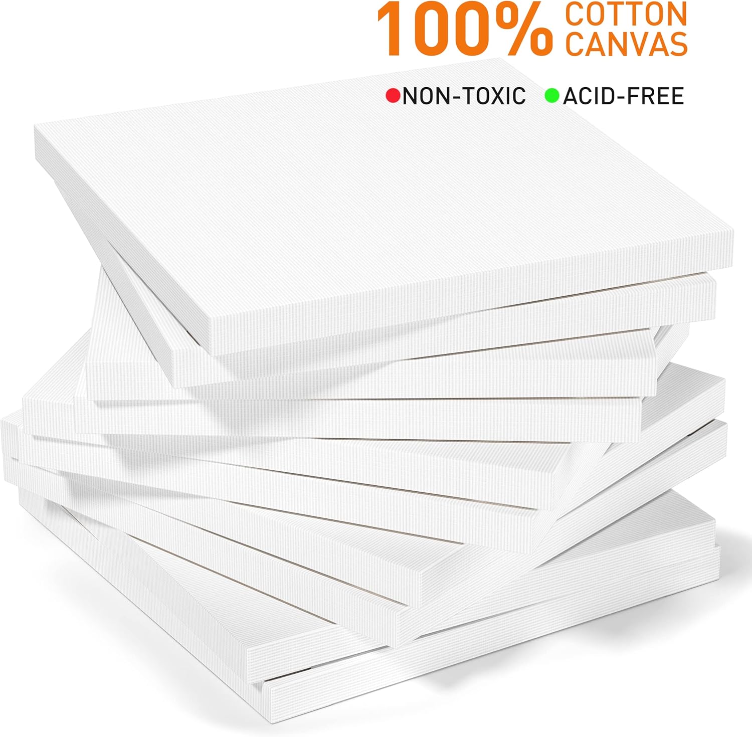 GOTIDEAL Stretched Canvases for Painting, 6x6" Inch Set of 7, Primed White - 100% Cotton Blank Art Square Canvas Boards for Painting for Acrylic Pouring, Oil Paint Dry & Wet Art Media - Image 3
