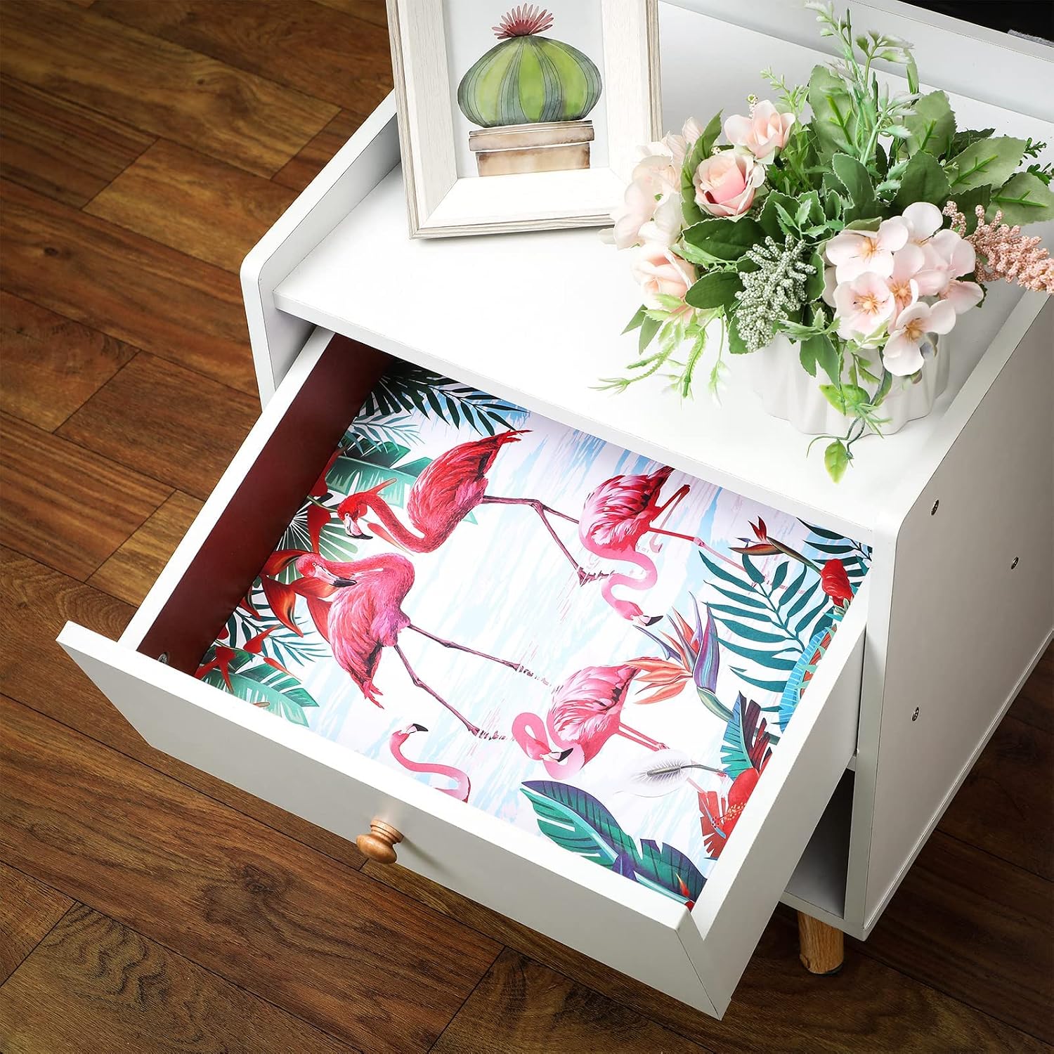 Gersoniel 10 Sheets Drawer Liners for Dresser Scented Drawer Liners Drawer Paper Liner Non Adhesive Scented Liners for Drawers Fragrant Drawer Liners for Home Shelf Closet (Flamingo, Violet Scent)