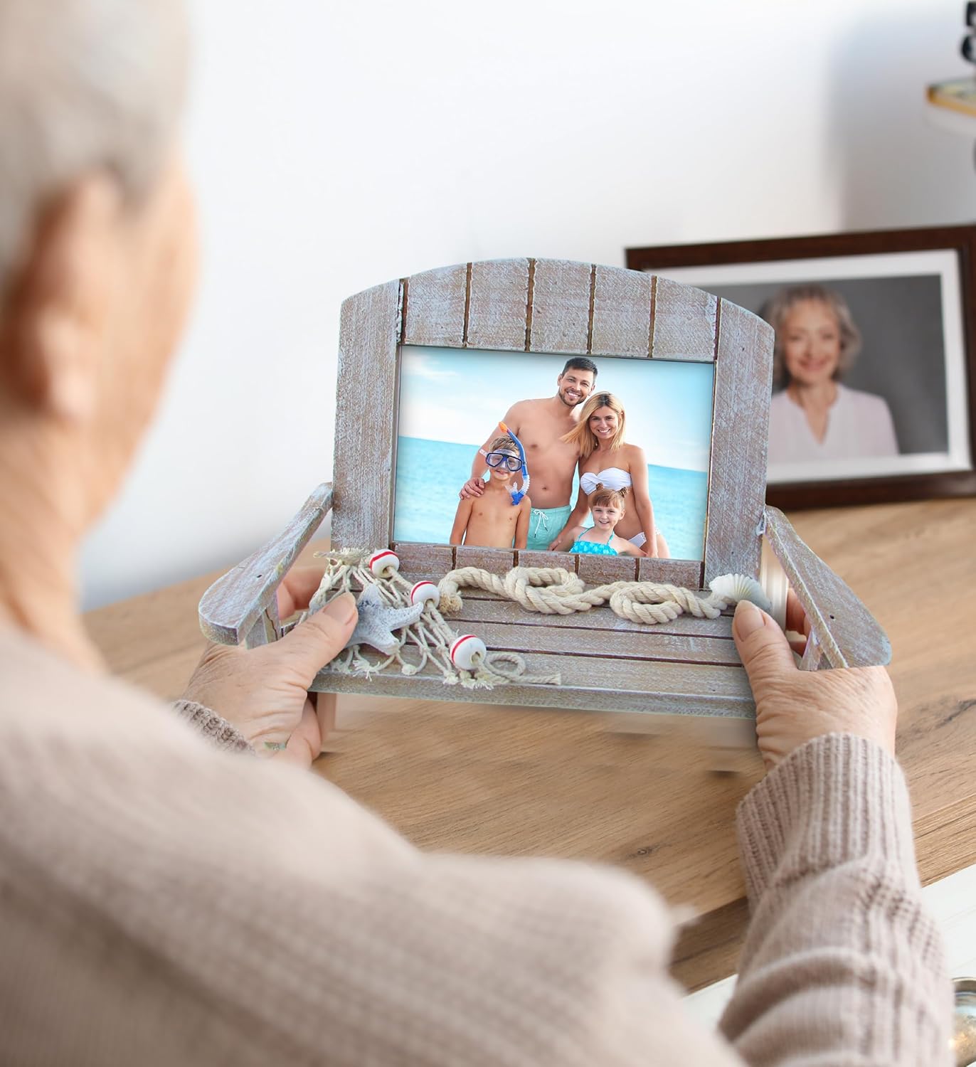CoTa Global Brown Chair Beach Picture Frame - Decorative 4x6 Picture Frame, Distressed Wood Picture Frames for Family, Perfect Beach House Decor Gifts and Family Portrait Frame, 9 Inch, Color May Vary