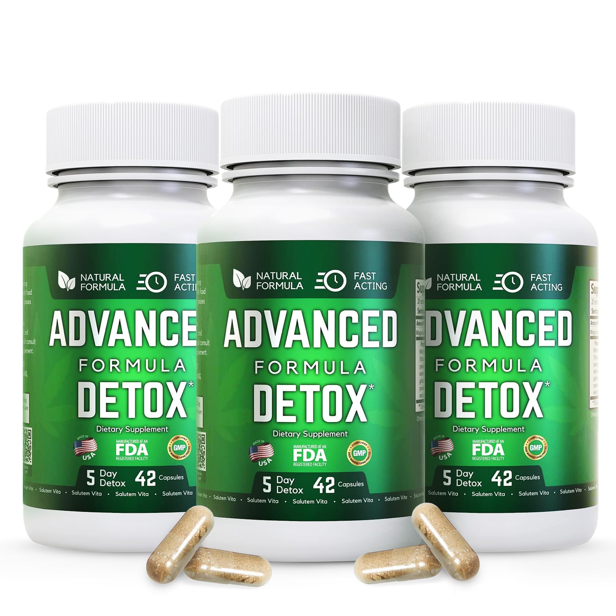 Advanced Detox Cleanse, Natural Detox & Cleanse with Milk Thistle, Licorice Powder, and More, Body Cleanse Detox for Women and Men, 126 Capsules, 3 Pack