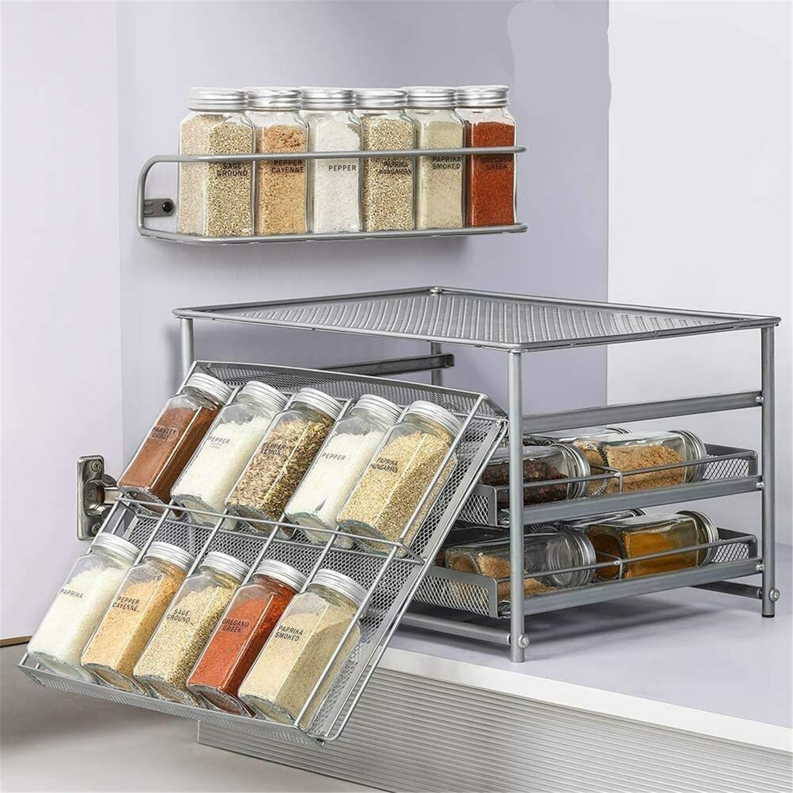 Barattoli Spezie 24 bottiglie di condimento for la cucina domestica con etichette for un facile accesso e pulizia