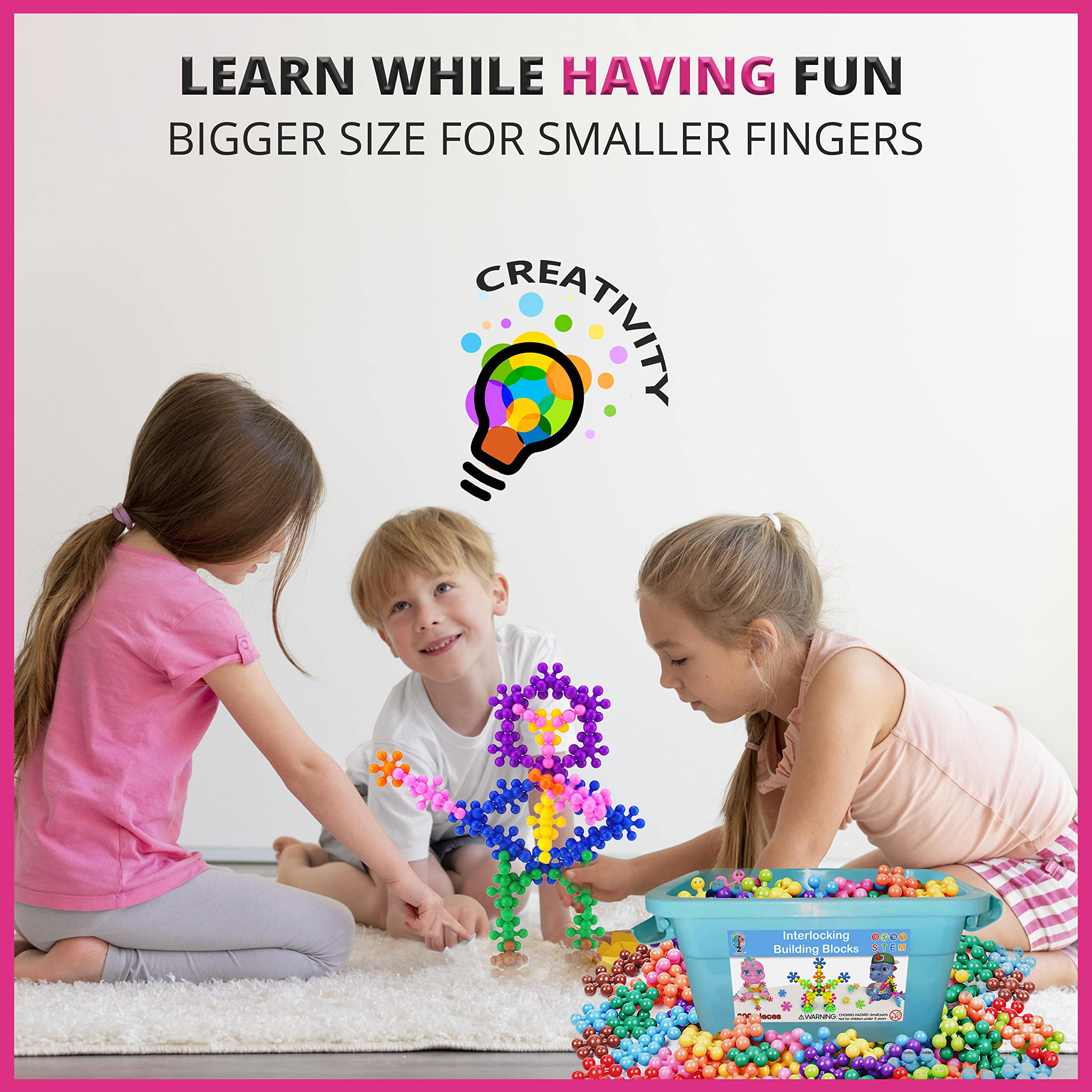 Bloques de construcción de 300 unidades – Juguetes STEM para la creatividad – Regalo de cumpleaños para niños de 4 años – Juego de discos entrelazados – Regalo de cumpleaños para niños 9