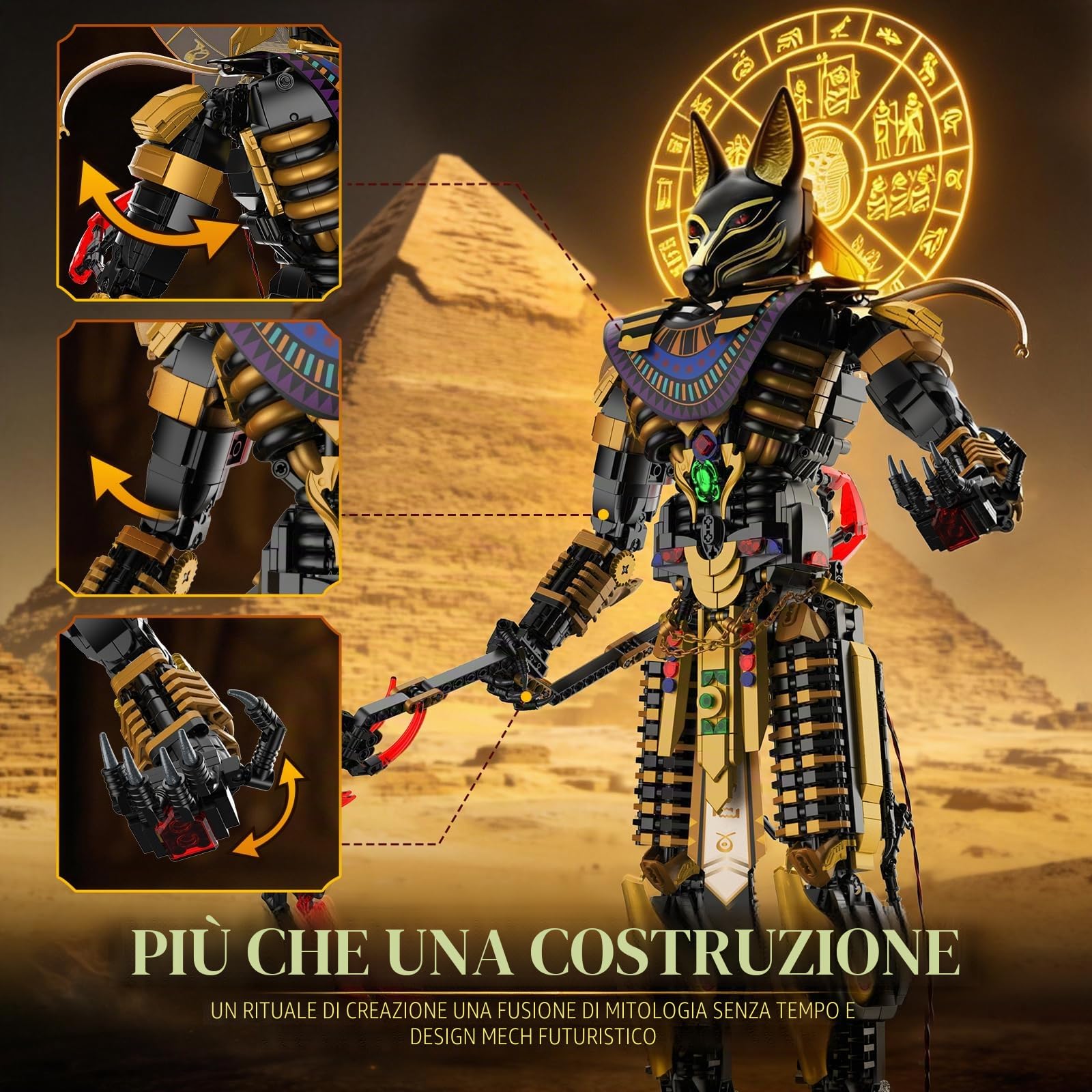 JMBricklayer Kit di Costruzione Meccanico Anubis Mitico 70012, Giocattoli da Collezione per Adulti, Modello del Dio dell'Antico Egitto, 3810 Pezzi