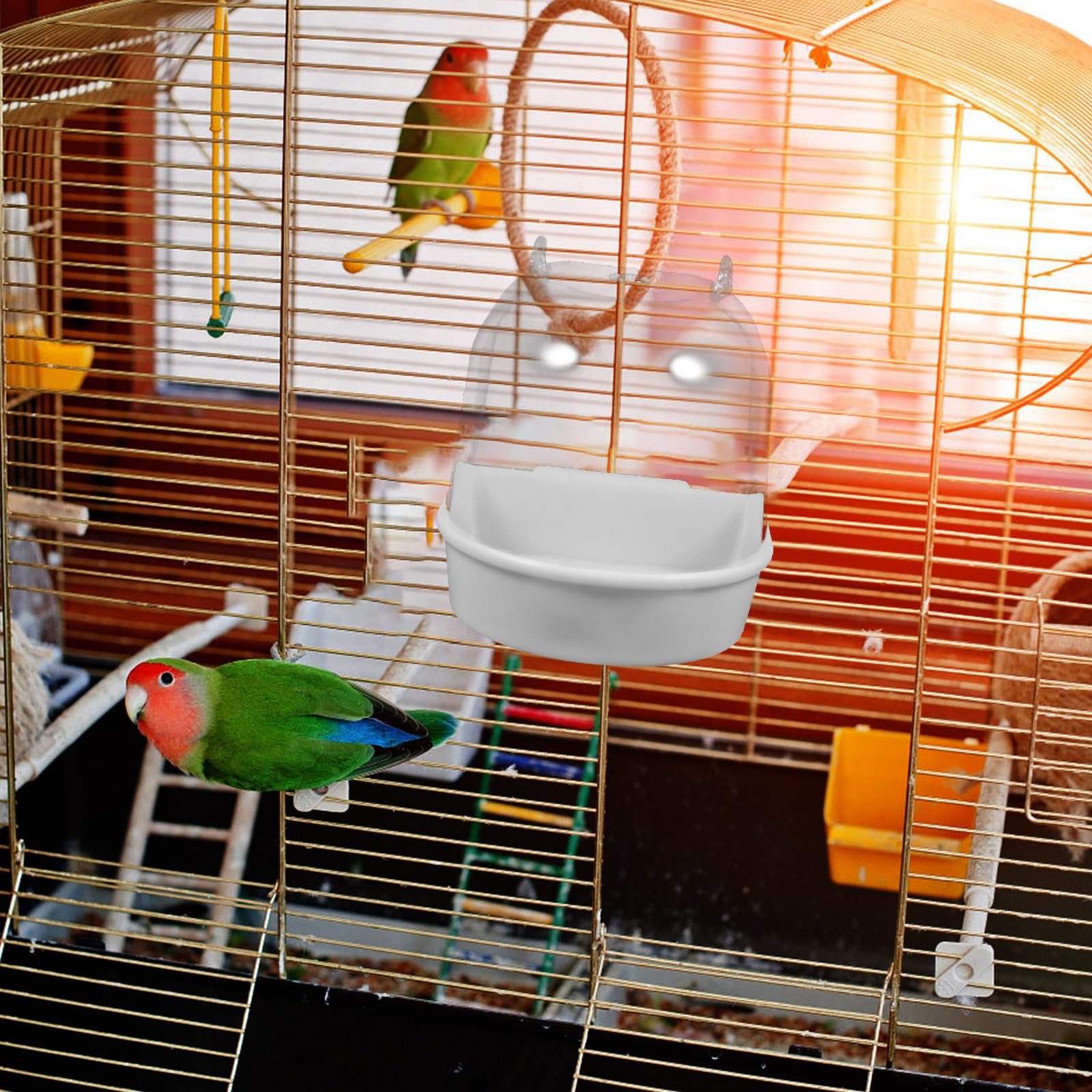 ULTECHNOVO Bird Bath for Cage, Hanging Bird Bath Box with Hooks, Budgie Bath for Cage - Image 4